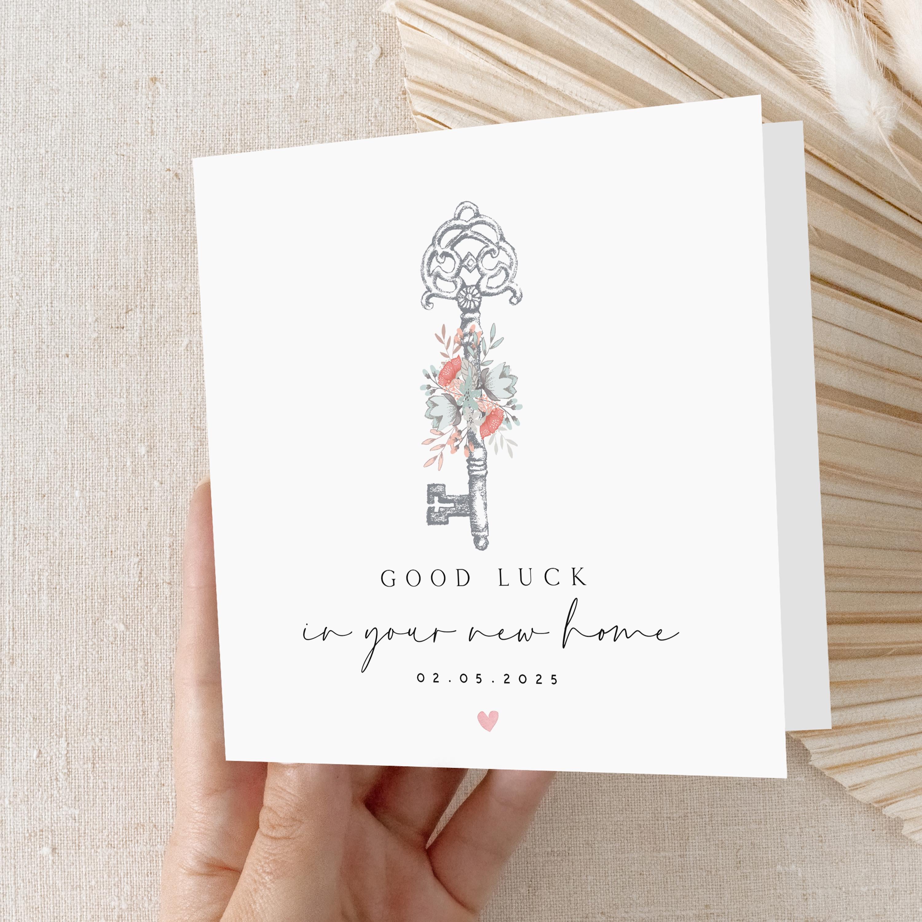 Personalised New Home Card-Housewarming Card-Moving Day-Welcome New Home-First Home Card-Good Luck In New Home, Floral Key Theme