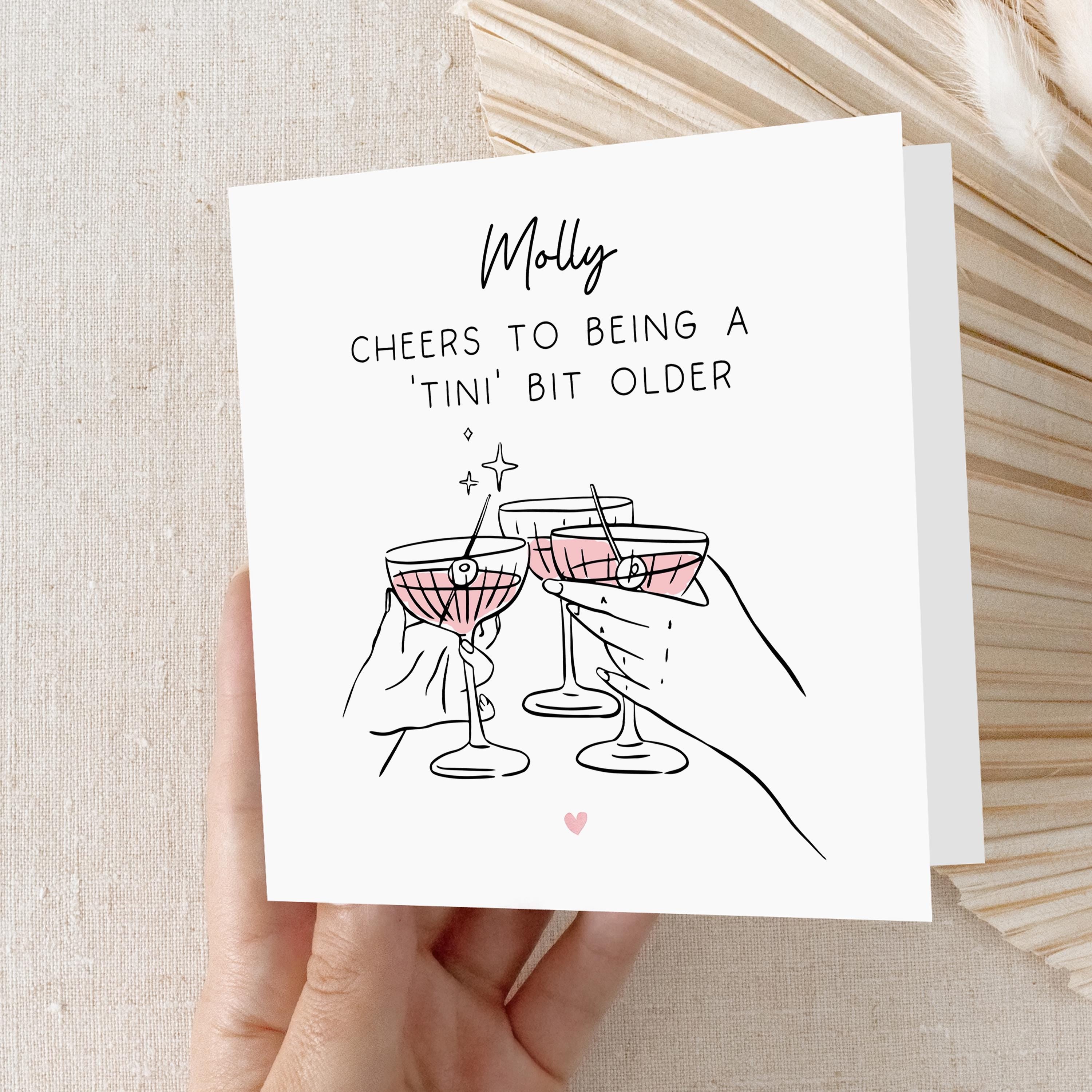 Personalised Birthday Card, Just A Tini Bit Older Card, Daughter, Granddaughter, Sister, Niece, Best Friend Birthday Card, Kraft Envelope