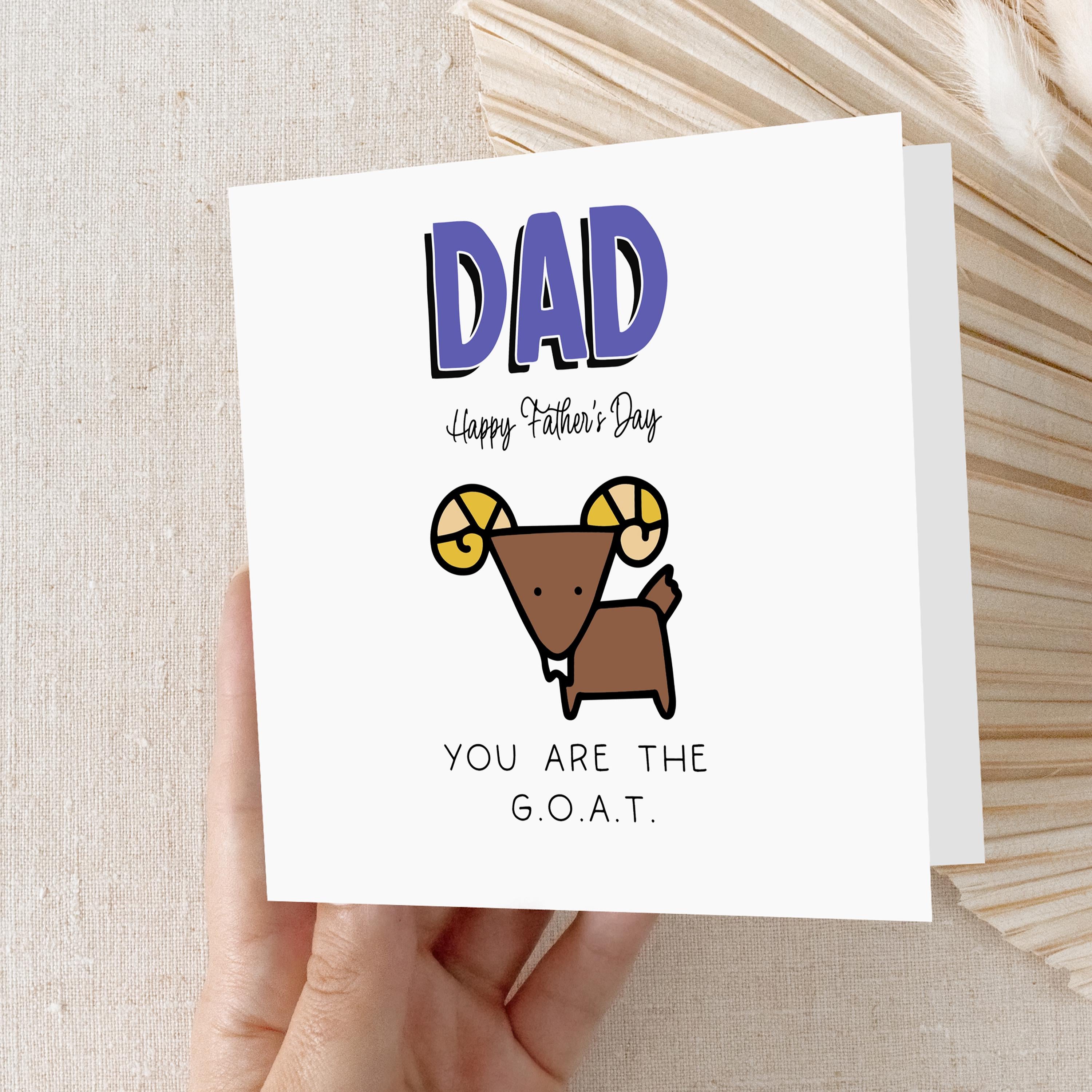 Fathers Day Card- Fathers Day Gift - You Are The Goat-Card From Kids- Dad Fathers Day Card-Greatest of all time fathers day -Handmade Card