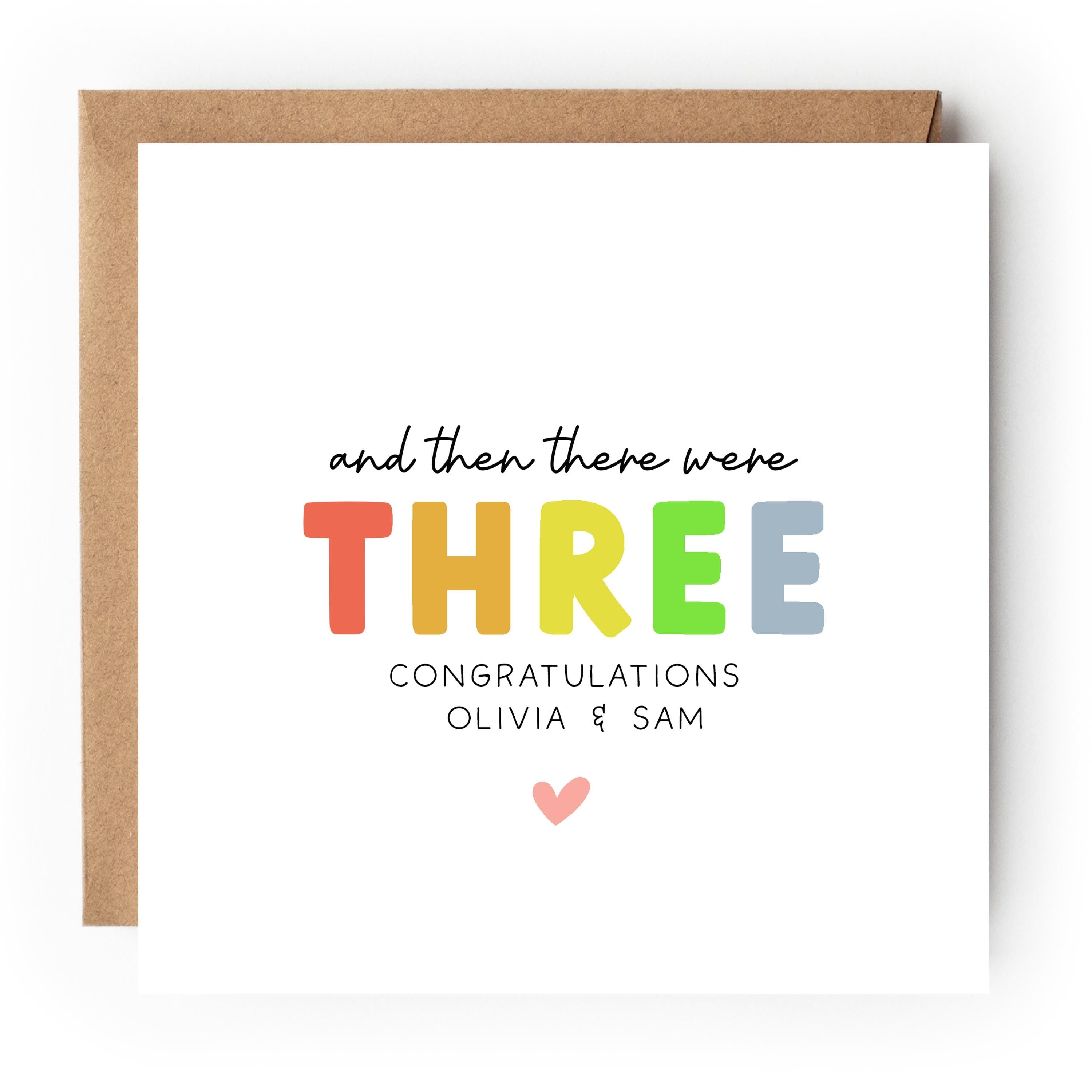 Personalised New Baby Card,Congratulations Card,New parent Card,And Then There Were Three, New Arrival Card,Newborn,Handmade, Multi Colour