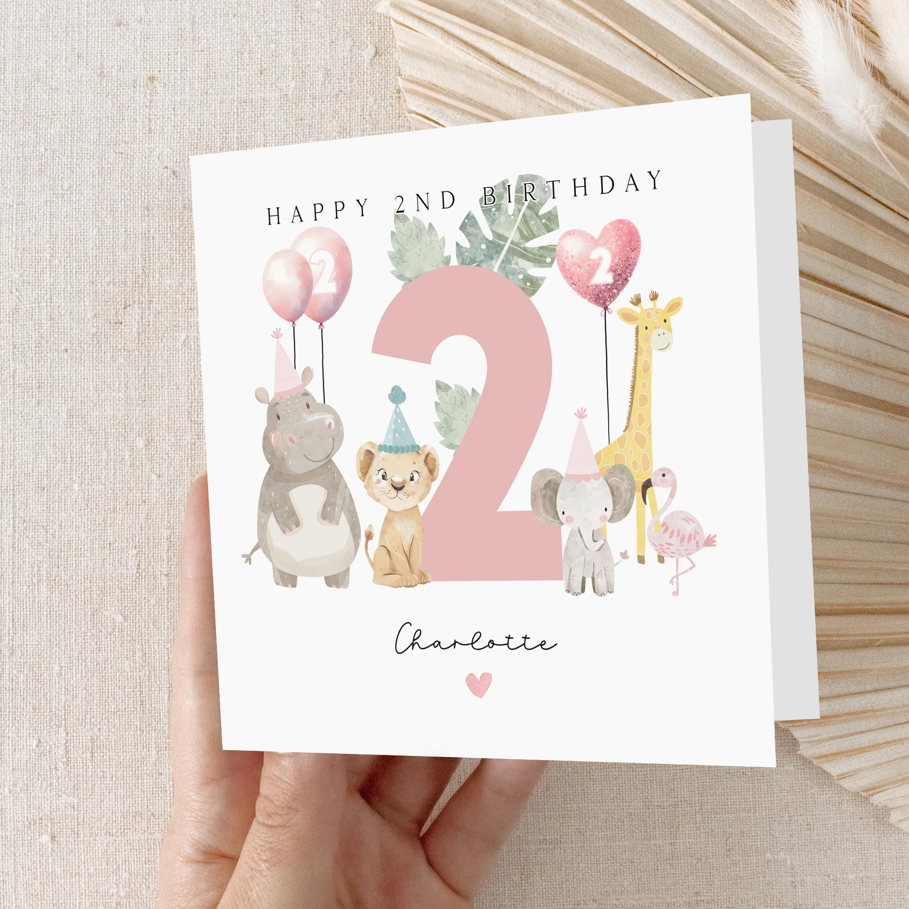 Personalised Birthday Card, Safari Animals, Children&