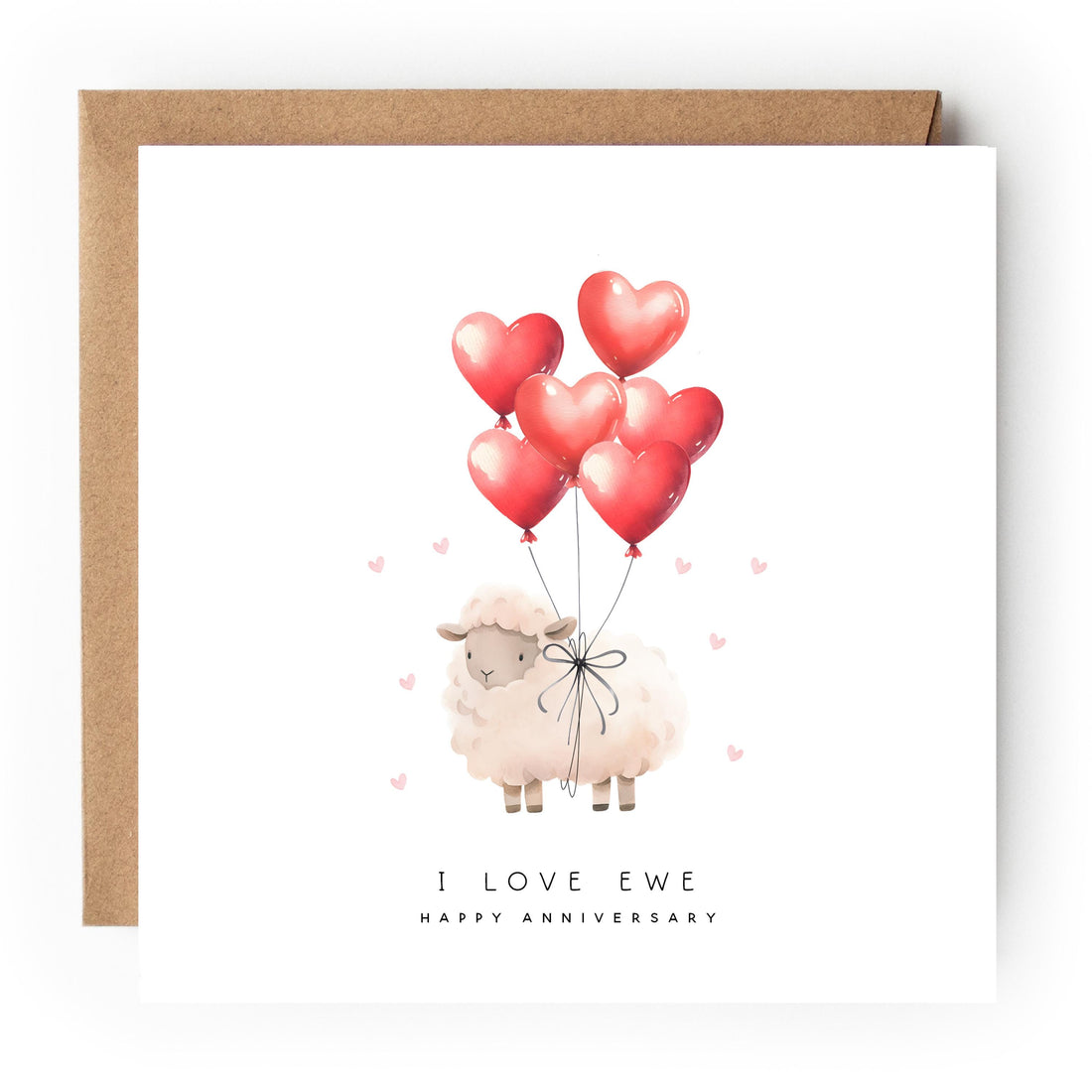 Anniversary Card -Wedding Anniversary Card -I Love Ewe Sheep - Card For Husband -Card For Wife, Cotton Anniversary Card,2nd Year Anniversary