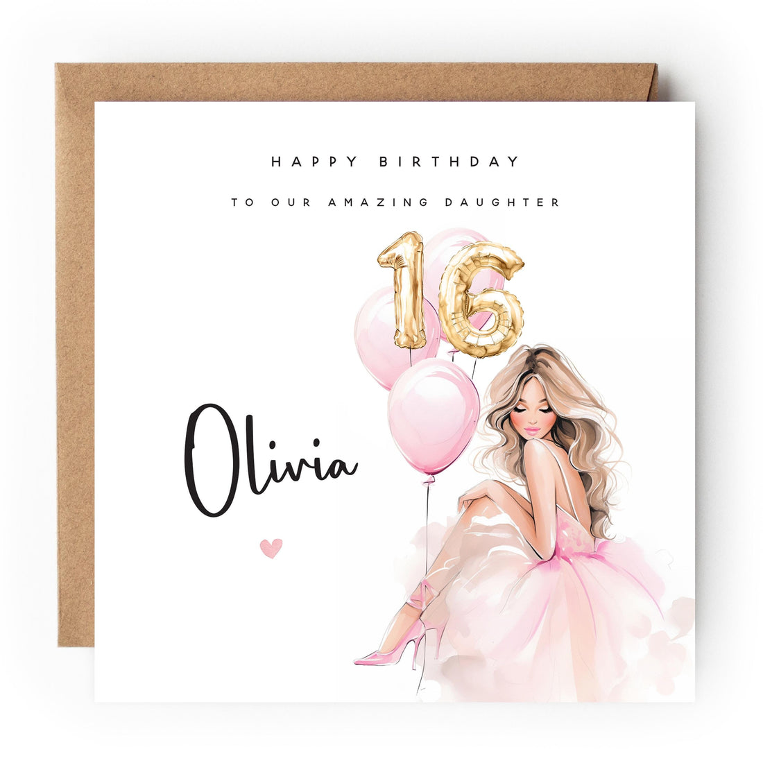 16th Birthday Card, Personalised Special Milestone Birthday, Sixteenth,Daughter,Granddaughter, Sister, Niece Birthday,For Her,Gold Balloons