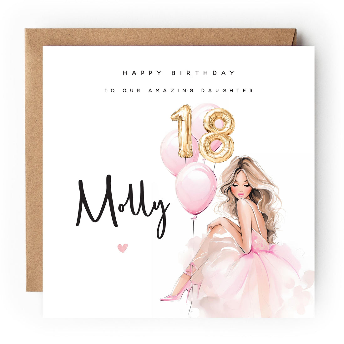 18th Birthday Card, Personalised Special Milestone Birthday, Eighteenth,Daughter,Granddaughter, Sister, Niece Birthday, Gold Age Balloon