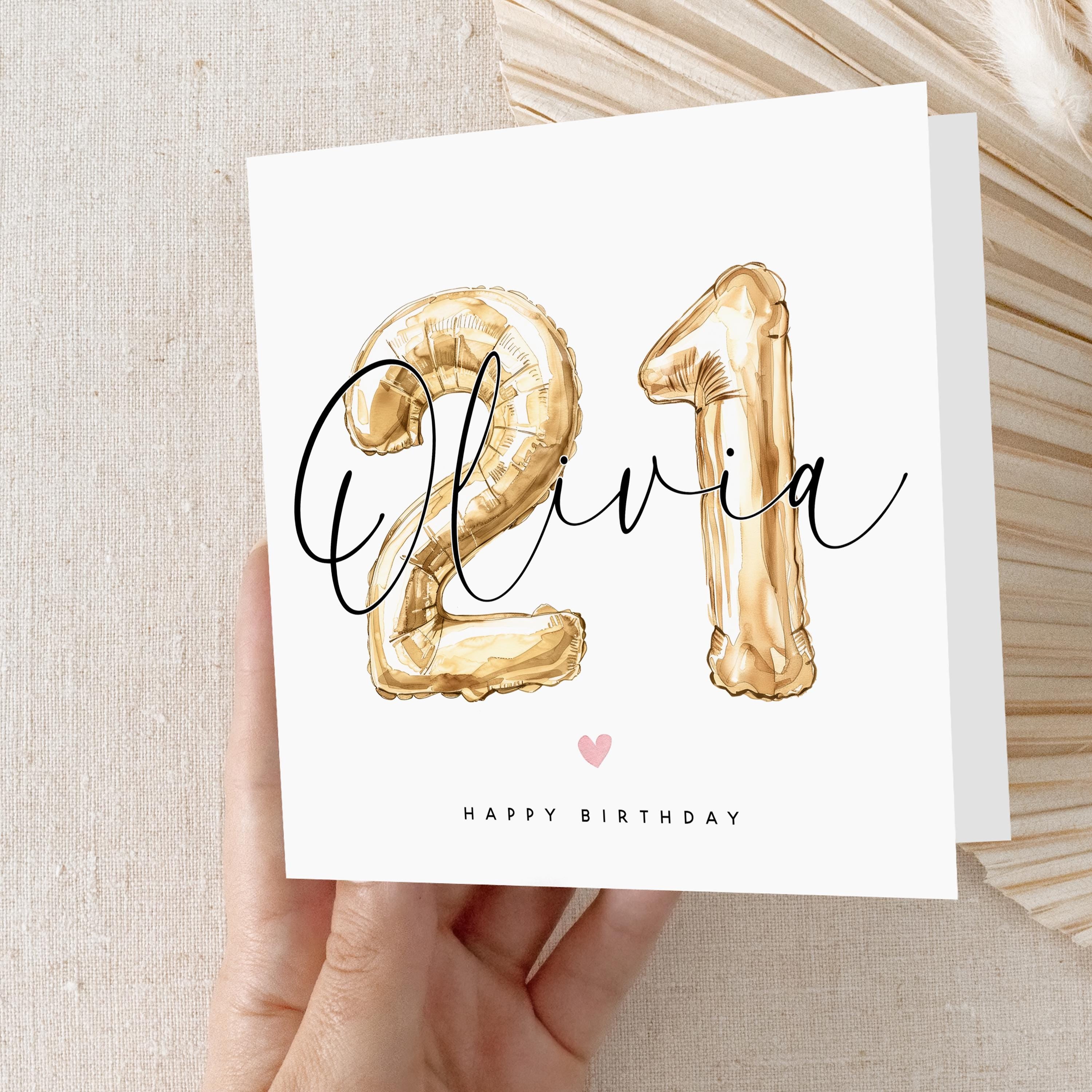 Personalised 21st Birthday Card,Special Milestone Card, Birthday Card For Daughter, Friend, Niece, Granddaughter, Gold Foil 21, Twenty First