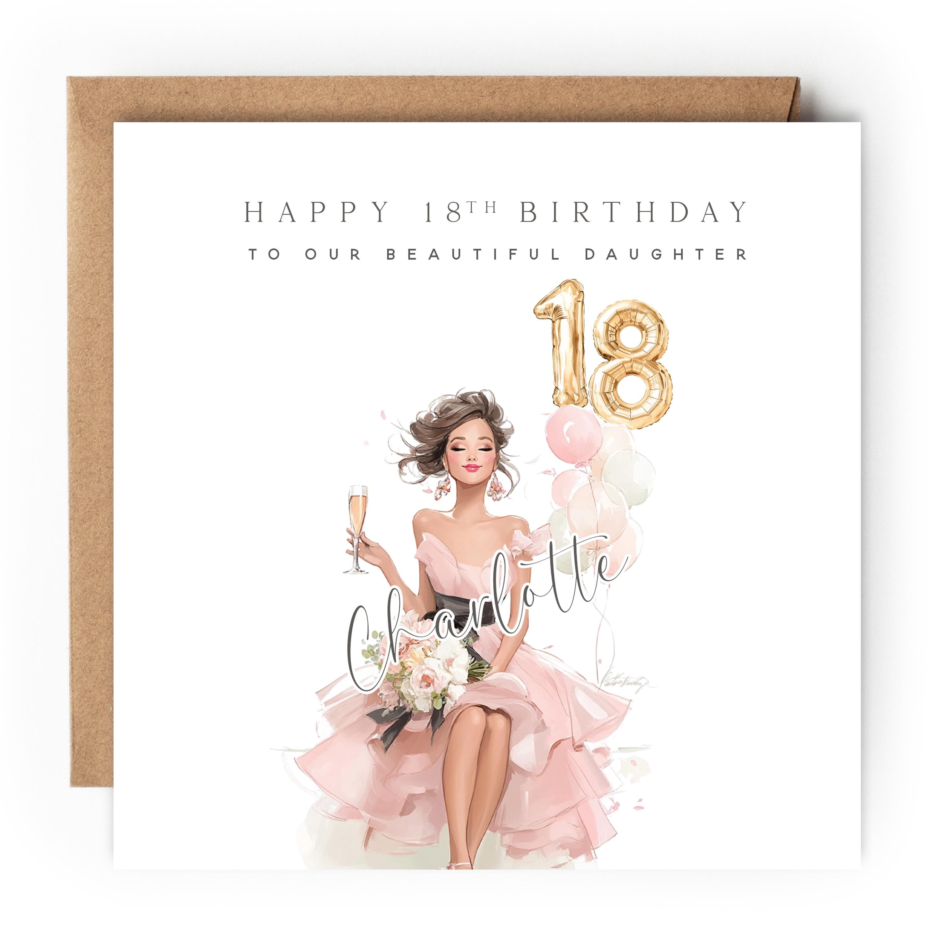 Personalised 18th Birthday Card, Special Milestone Birthday, Eighteenth,Daughter, Granddaughter, Sister, Niece Birthday Card, Girl 18