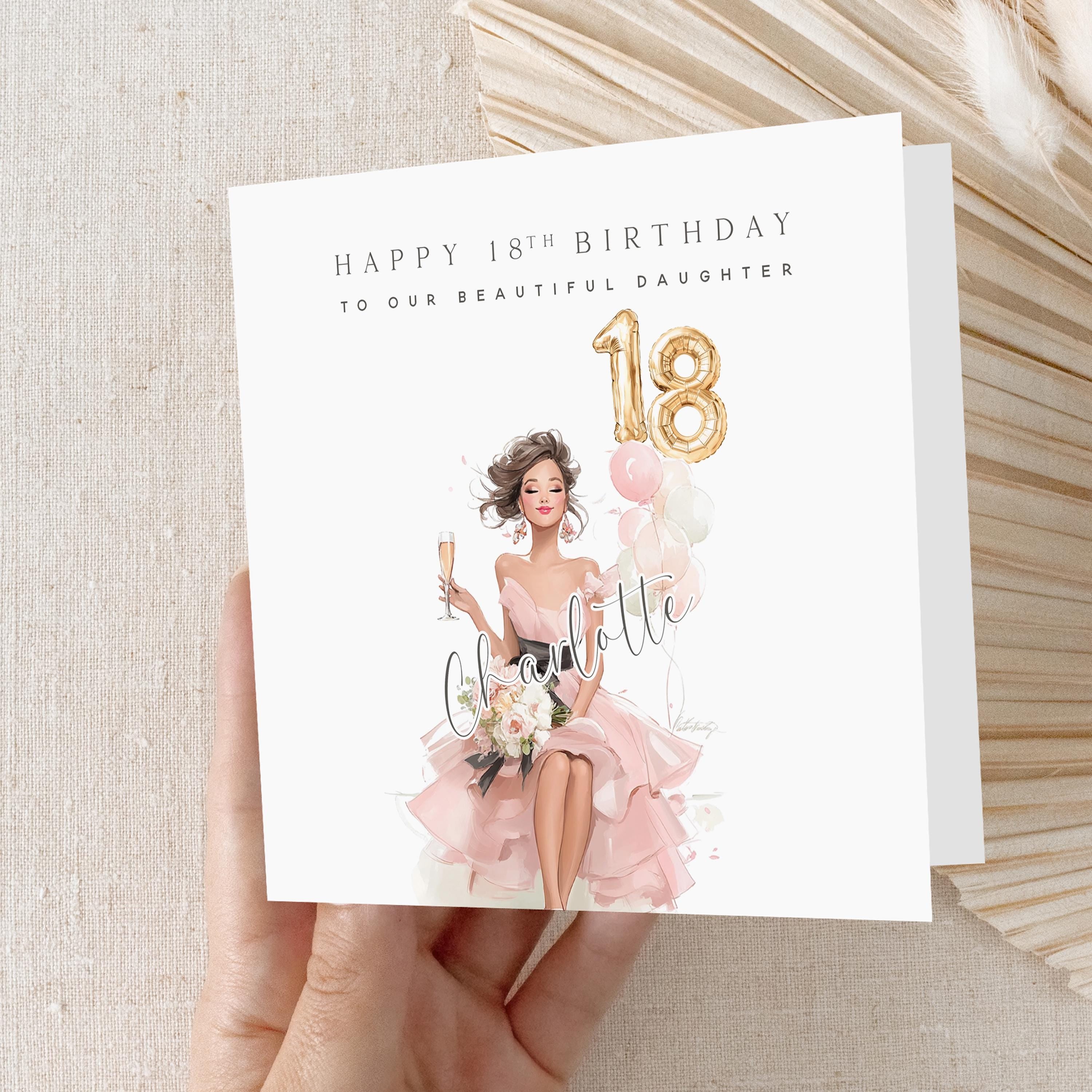 Personalised 18th Birthday Card, Special Milestone Birthday, Eighteenth,Daughter, Granddaughter, Sister, Niece Birthday Card, Girl 18