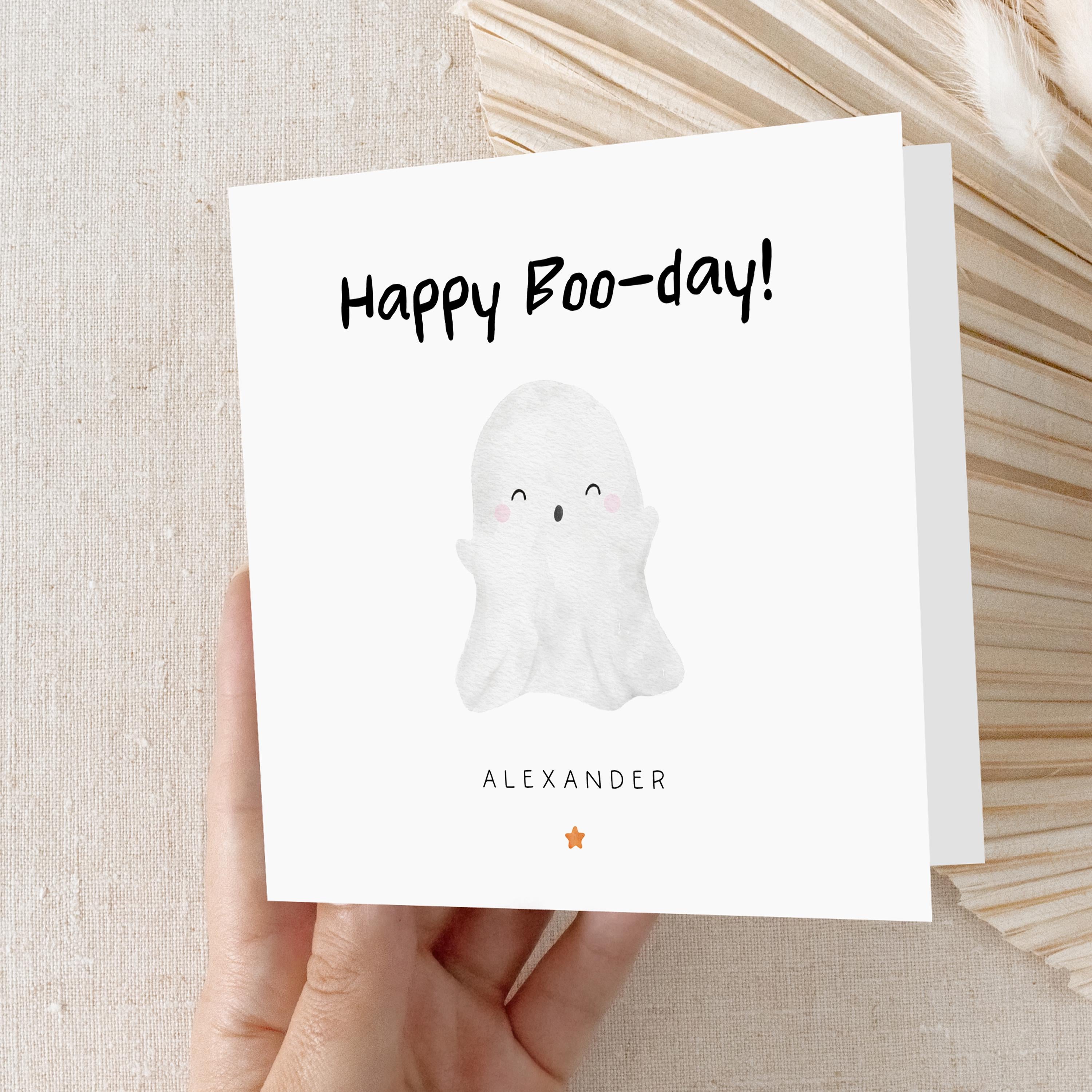 Halloween Birthday Card,Ghost Boo-day Card,Personalised Card,Card For Son,Daughter, Grandson, Granddaughter,Niece,Nephew, October Birthday