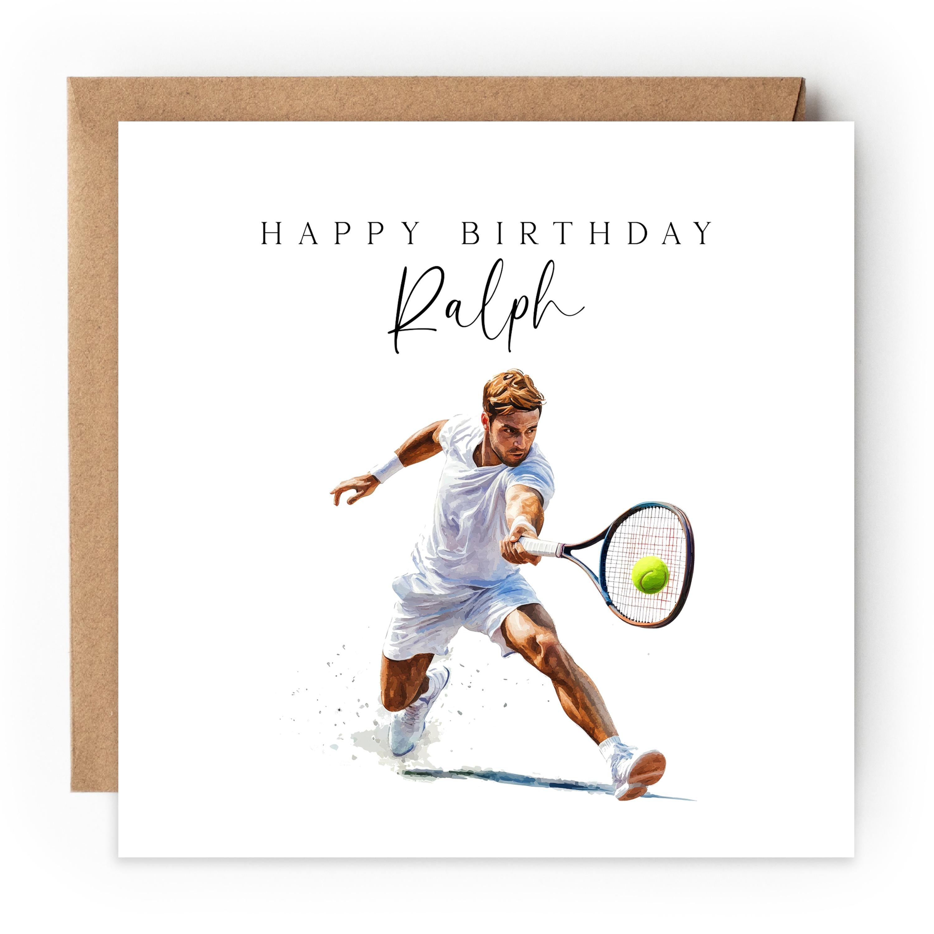 Personalised Birthday Card, Tennis Card Men, Son, Birthday Card For Husband, Dad, Uncle, Friend ,Birthday Gift, Tennis Card- Handmade Style3