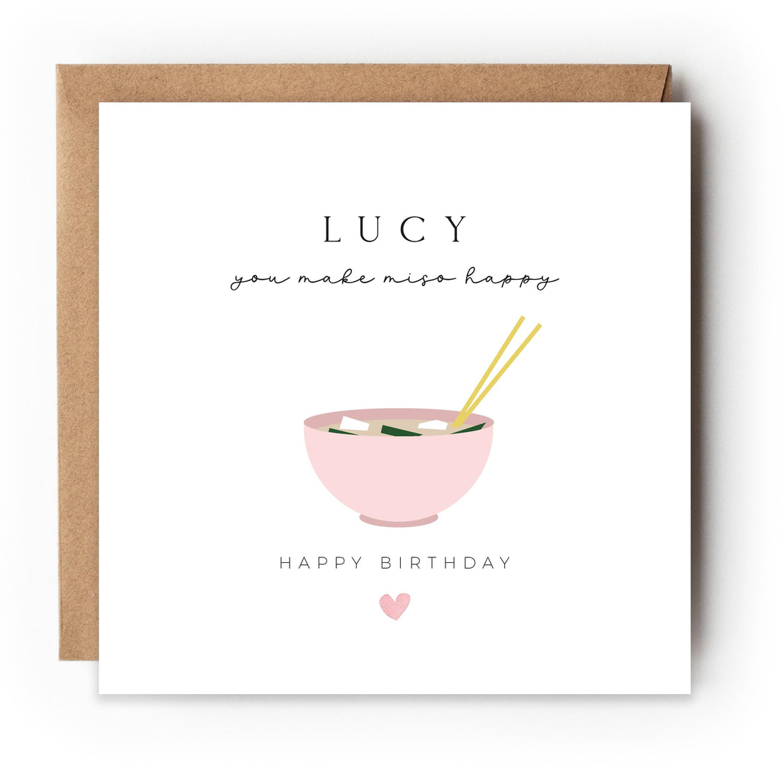 You Make Miso Happy Anniversary Birthday Day Card, Minimal Design, Greetings Card, Wife, Partner