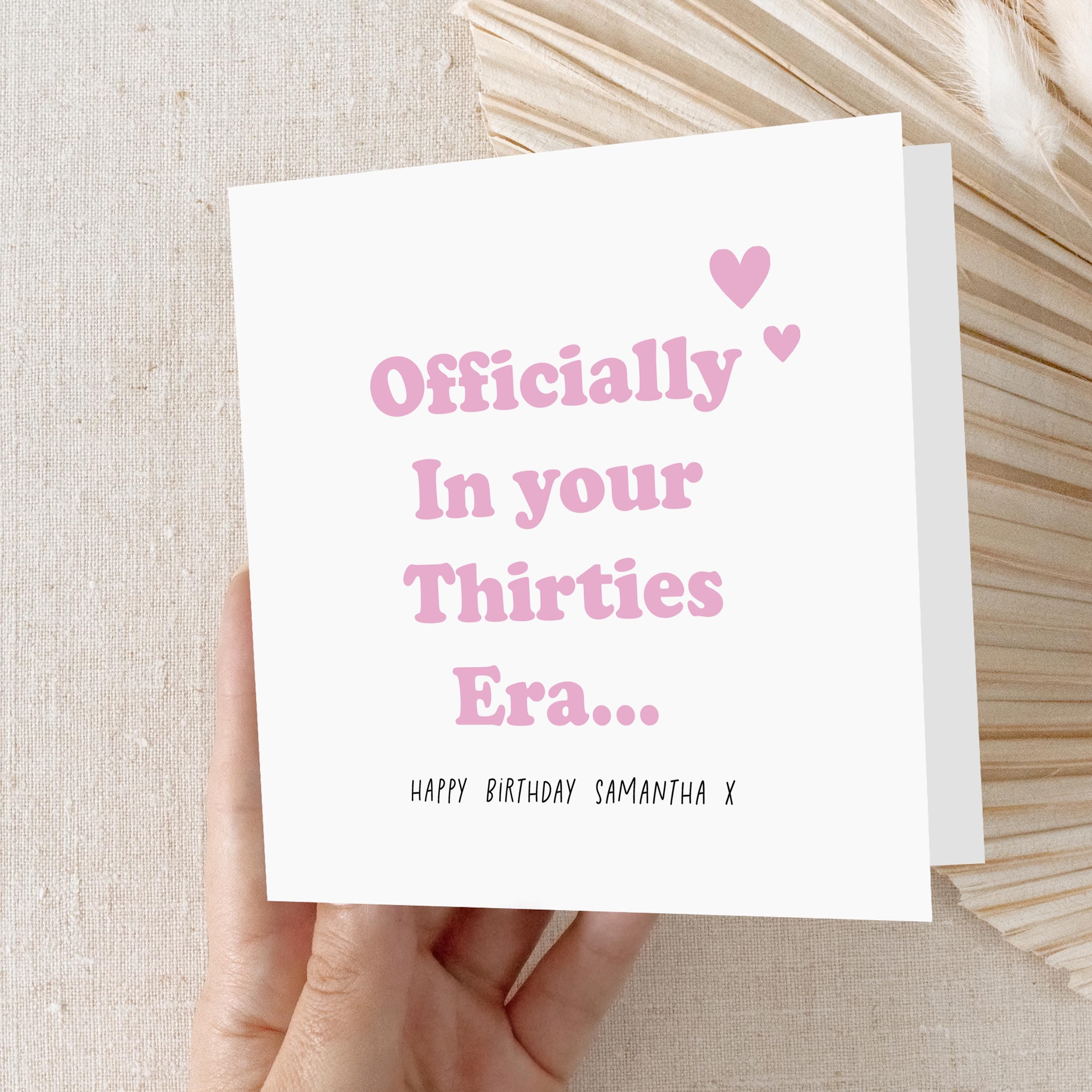 Personalised 30th Birthday Card, Special Milestone Card, Birthday For Daughter, Script & Pink 30, Thirty Minimal-Official In Your 30&