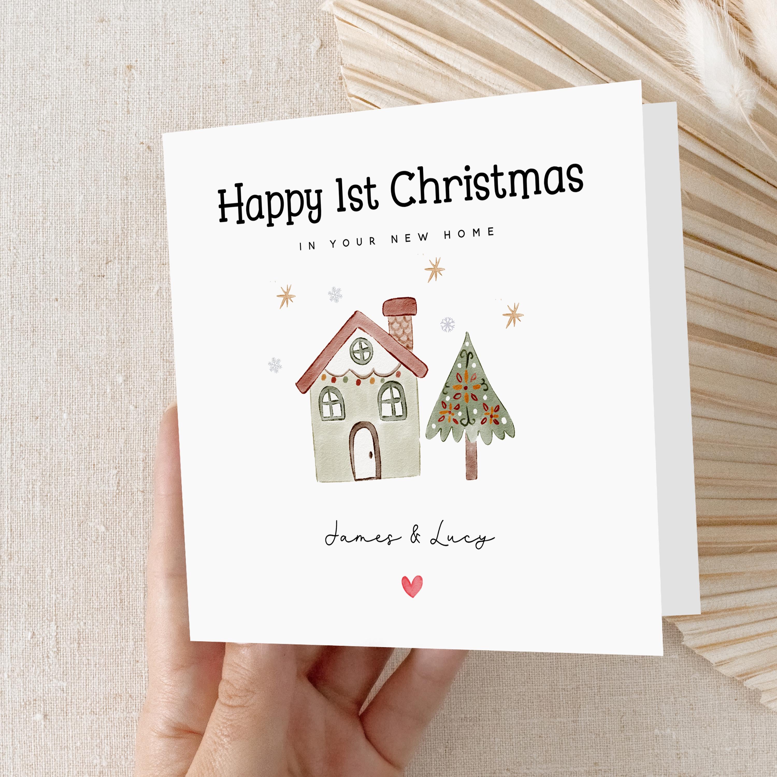 First Christmas In Your New Home Card-Personalised 1st Xmas-New House-Christmas Card For Friends, Family, Couple-Congratulations-Moving Card