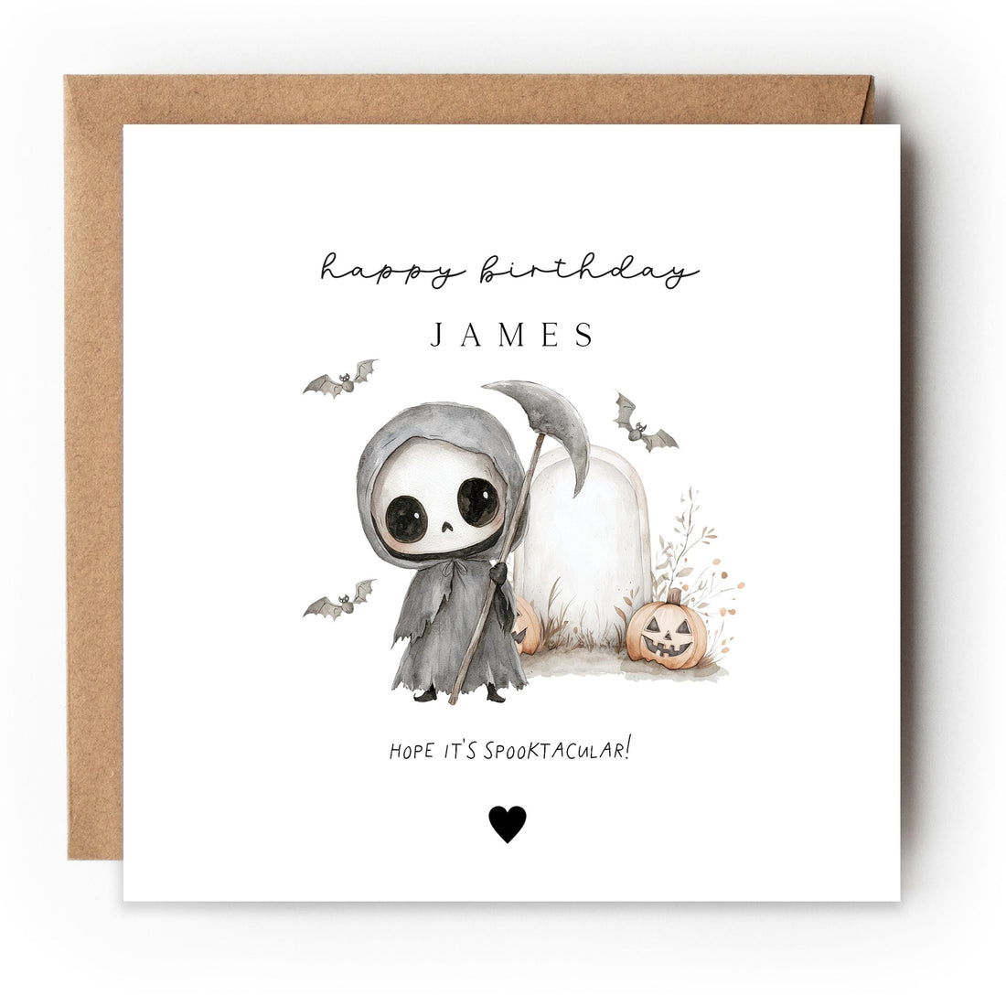 Halloween Birthday Card, Personalised Card, Birthday Card For Son, Daughter, Grandson, Granddaughter, Niece, Nephew, Grim Reaper, Handmade