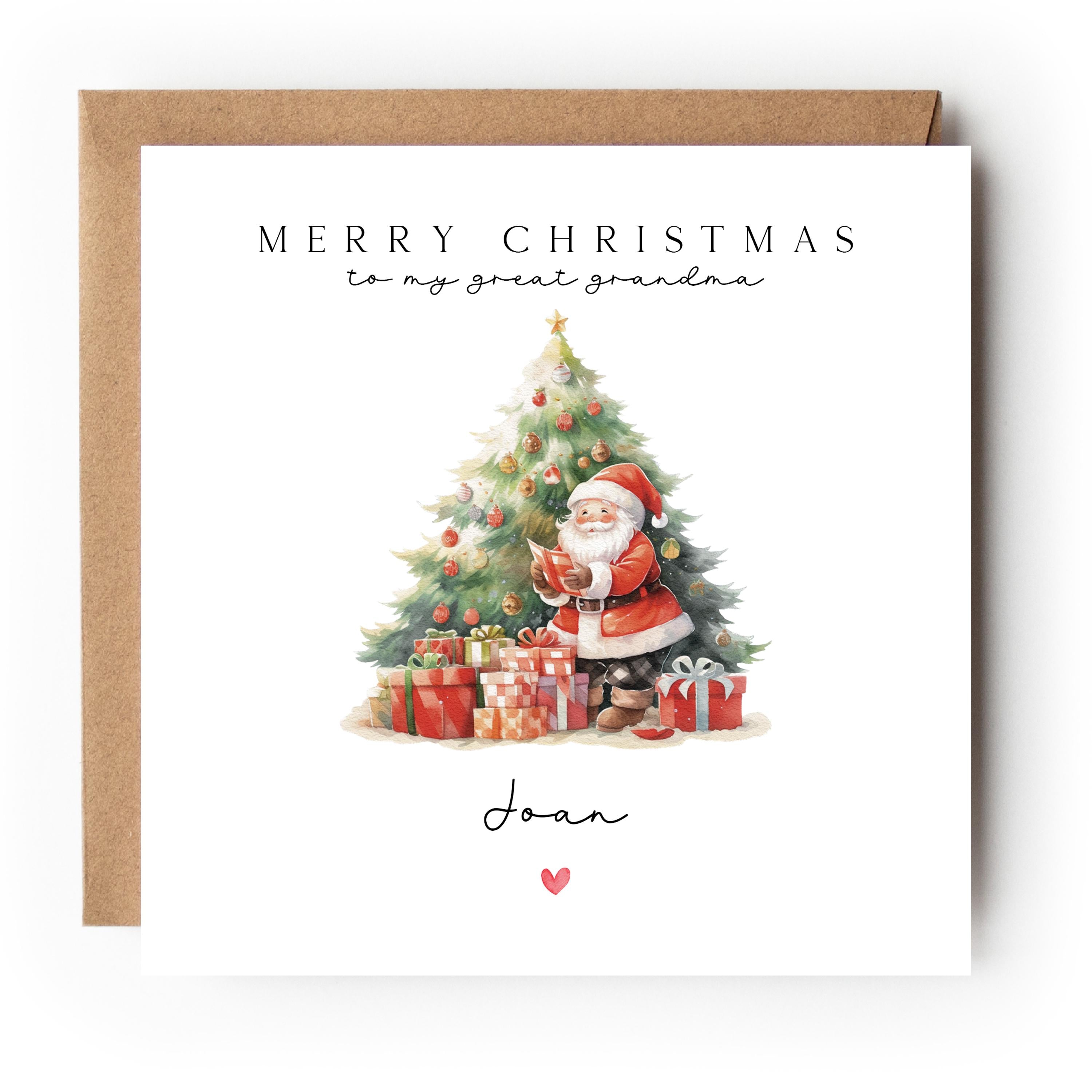 Great Grandma Christmas Card-Personalised Christmas Card- Christmas Card For Great Grandma Great Nanna Granny -Great Gran Gift-Classic Santa