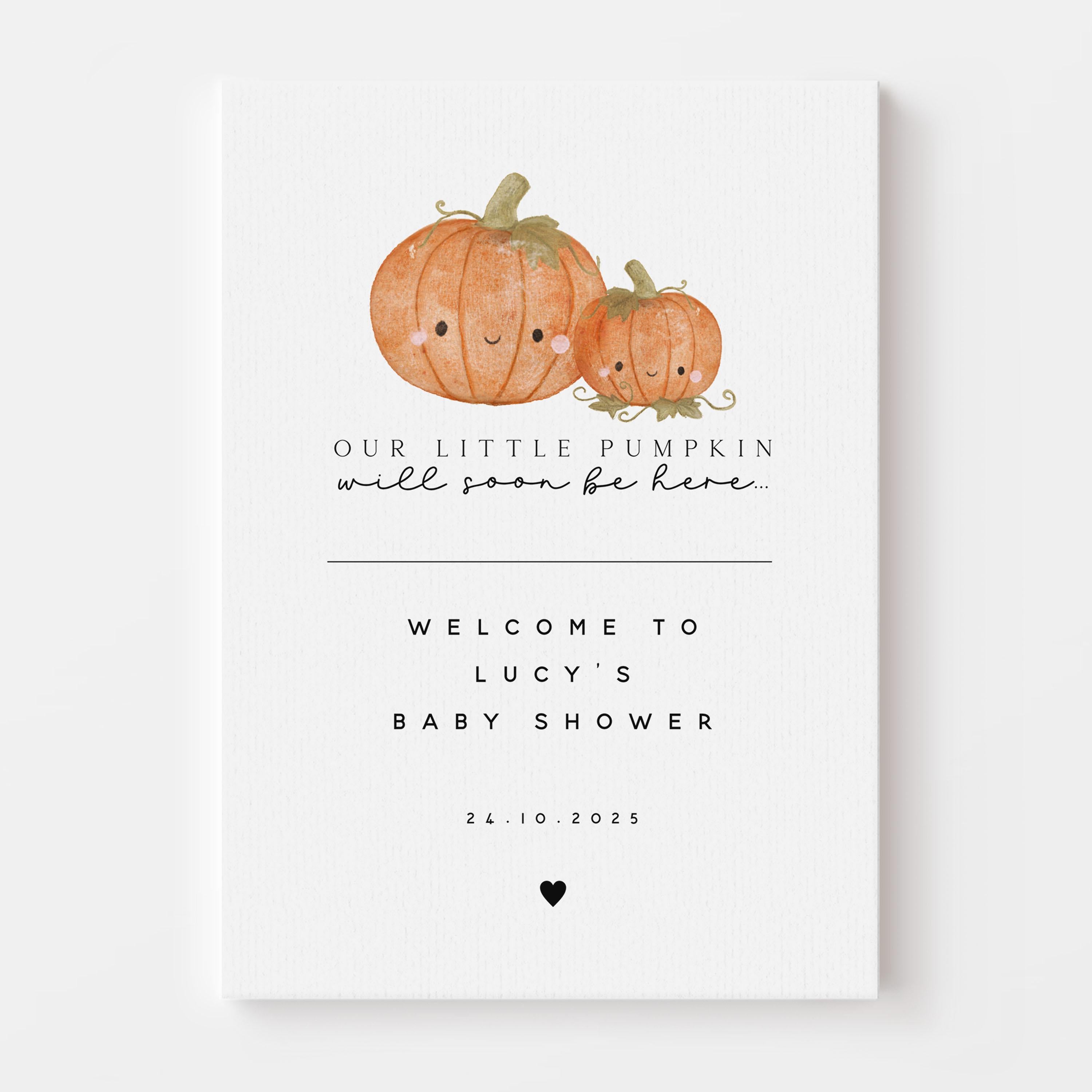 Personalised Pumpkin Welcome Sign For Baby Shower-Autumn Little Pumpkin Theme-Table Décor-Gender Neutral- Fall Halloween- Handmade