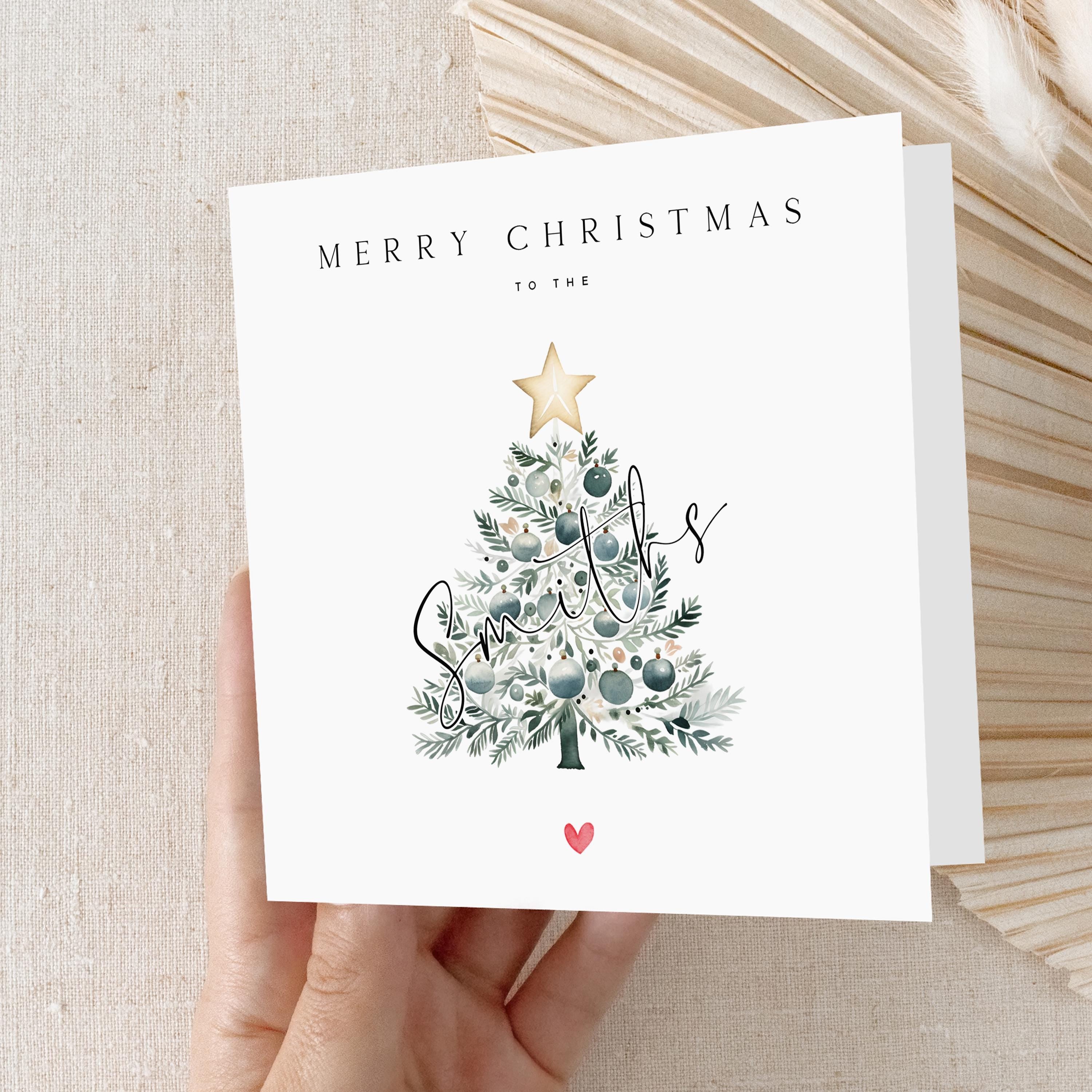 Christmas Card For Family, Personalised Family Xmas Card, Personalised Name Card, Christmas Card For Friends, Family, Christmas Tree
