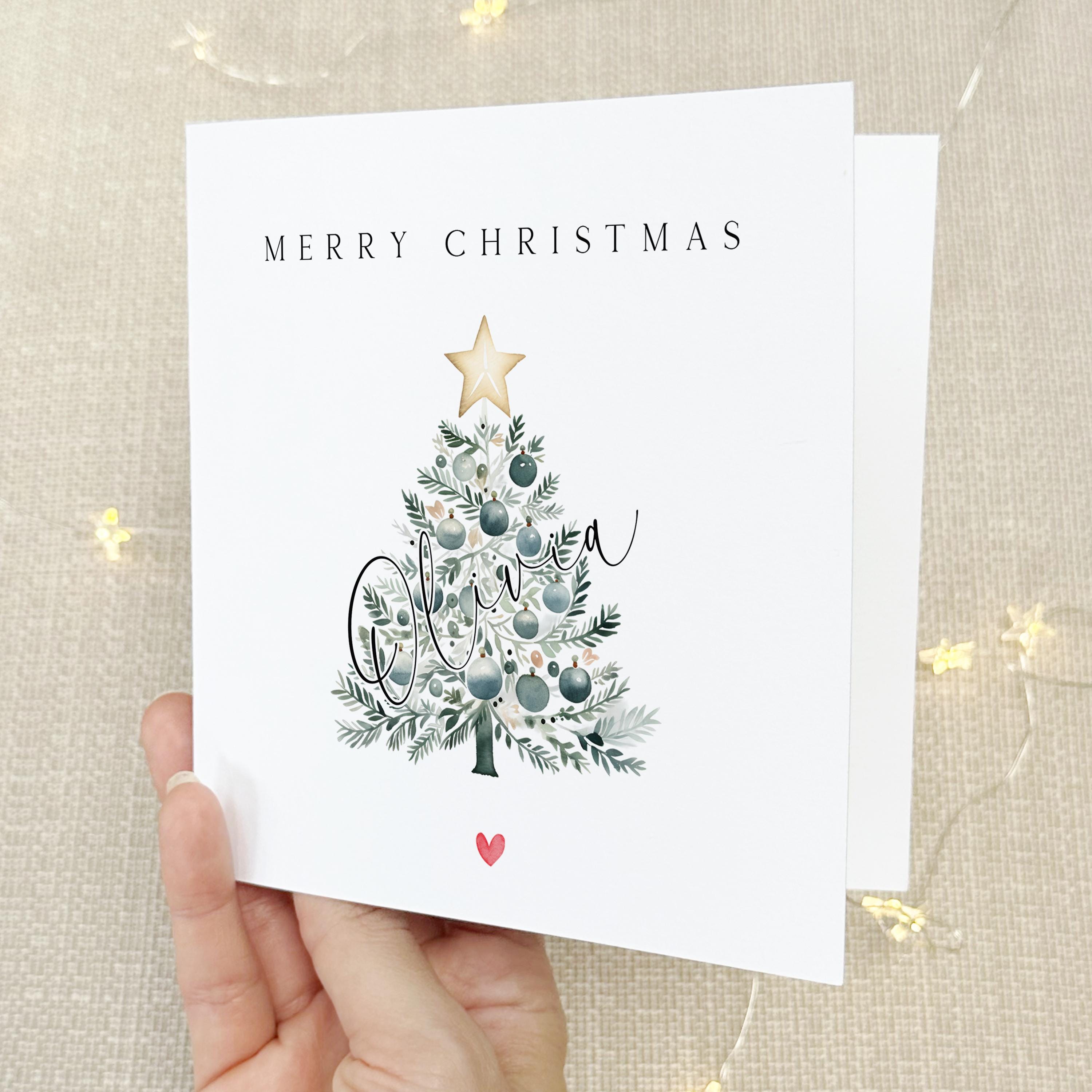 Christmas Card For Friend, Personalised Family Xmas Card, Personalised Name Card,Christmas Card For Bestie,Family,Best Freind,Christmas Tree