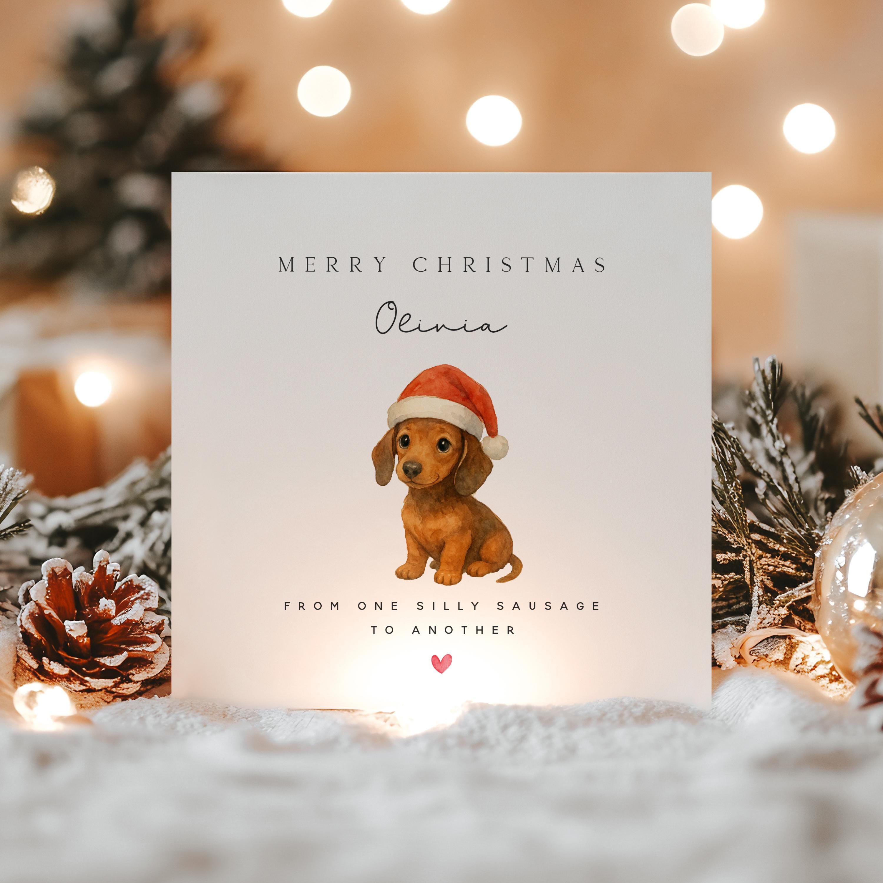 Personalised Christmas Card- Christmas Gift -Christmas Card For Bestie, Friend, Uncle, Sister, Brother, Christmas Gift- Sausage Dog