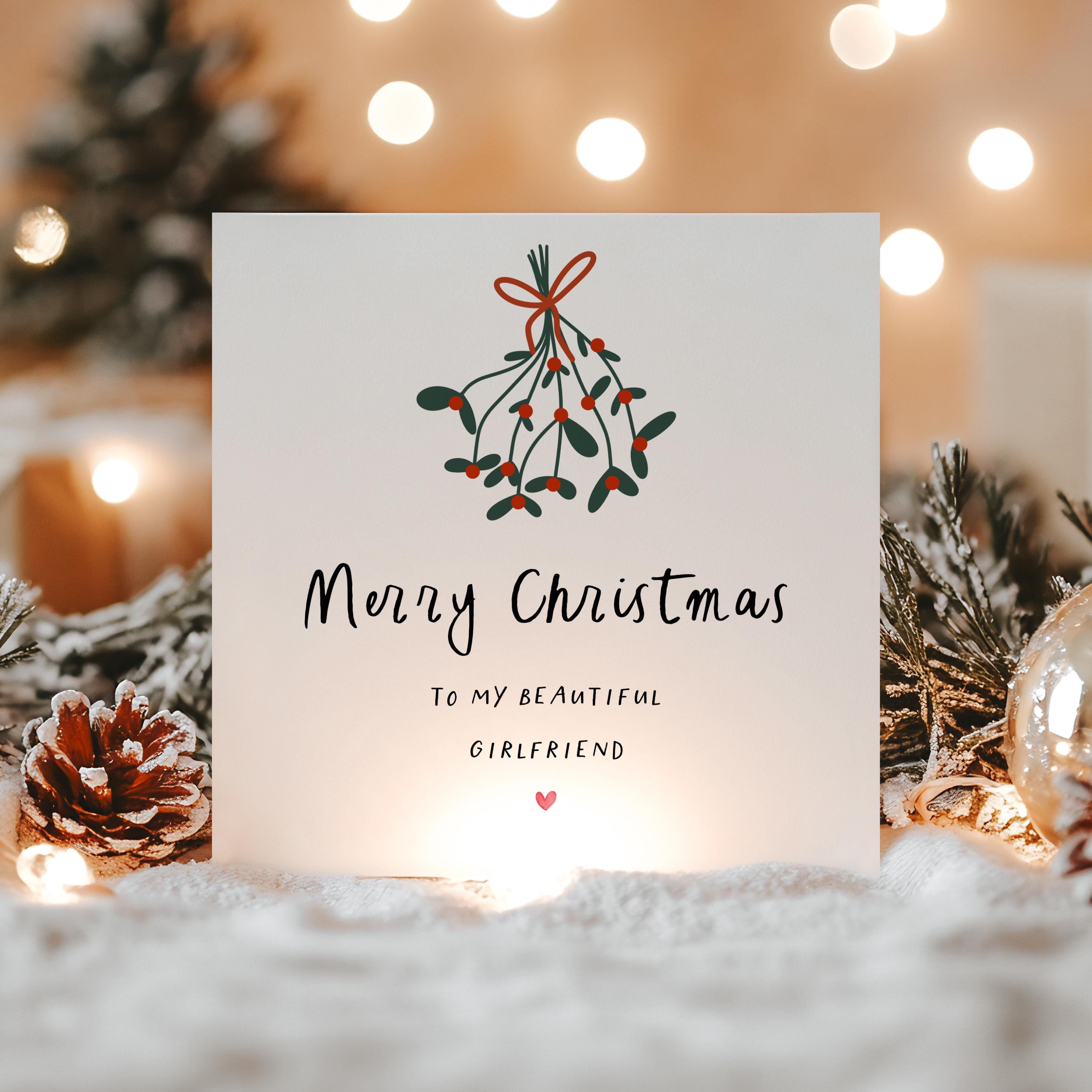 Girlfriend Christmas Card, Christmas Card For Girlfriend, Christmas Gift For Girlfriend, Mistletoe Card, Christmas Card For Her
