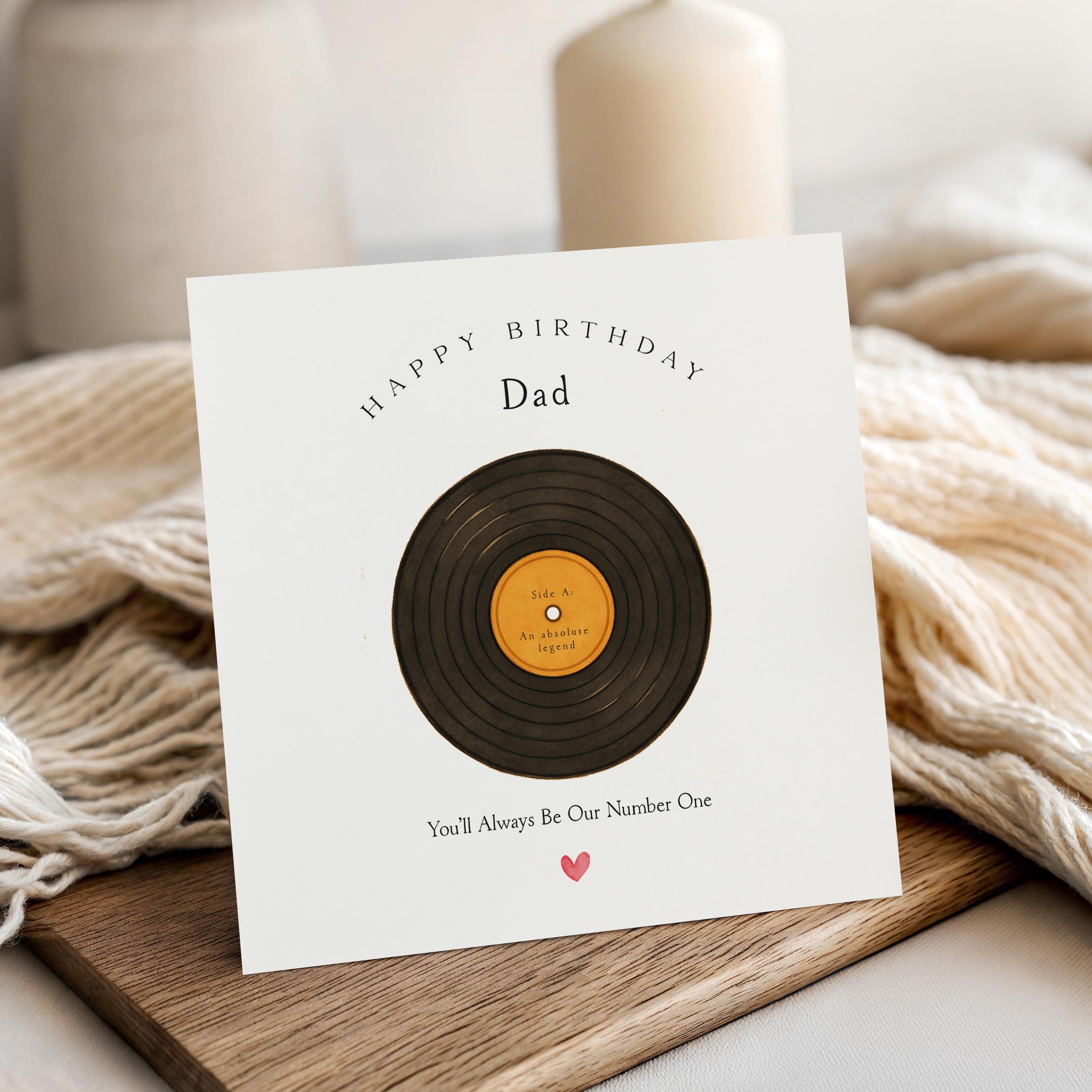 Dad Birthday Card, Birthday Card For Dad, Birthday Card For Husband From Kids,Dad Gift, Handmade Gift No. 1 Record Card