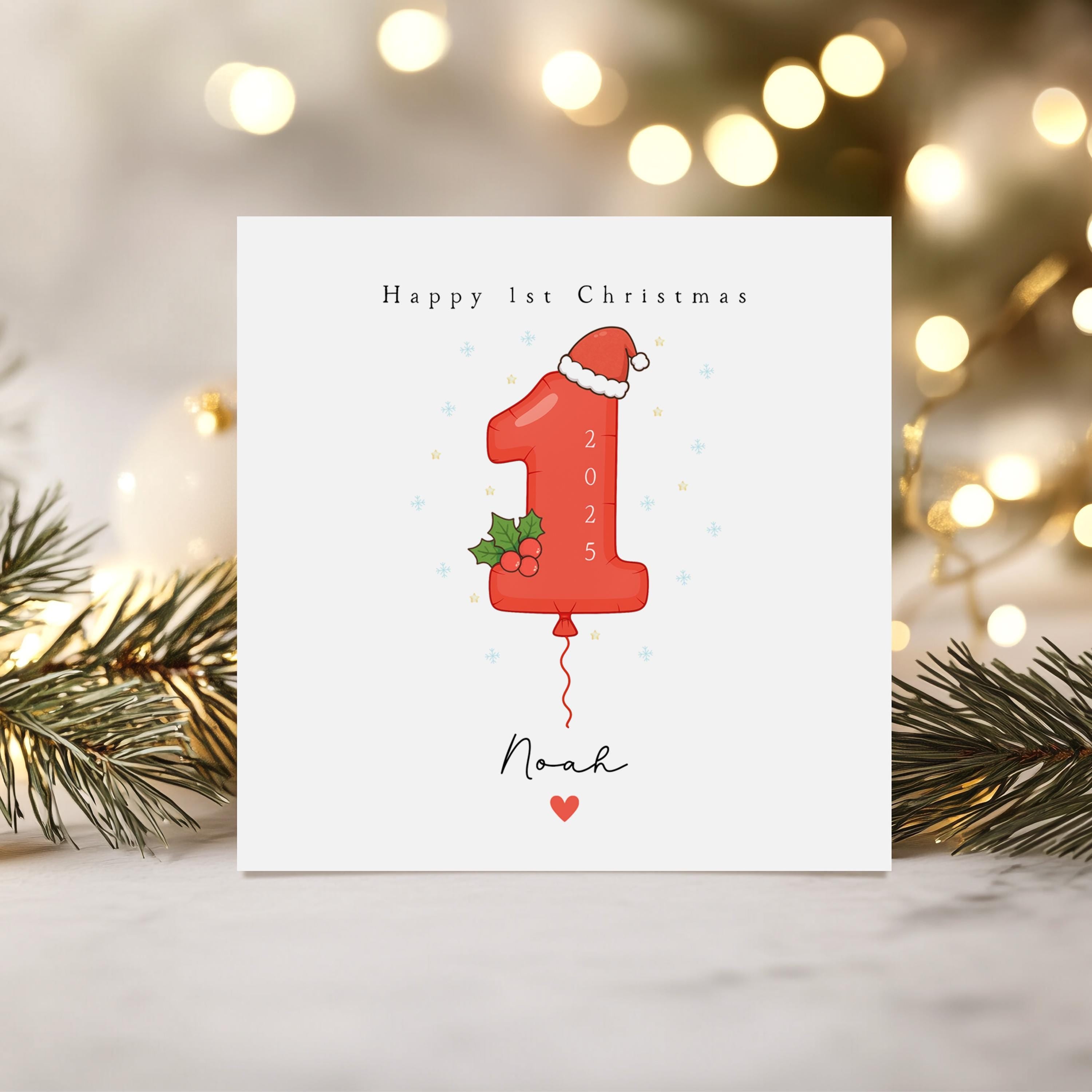 Personalised First Christmas Card-Baby&