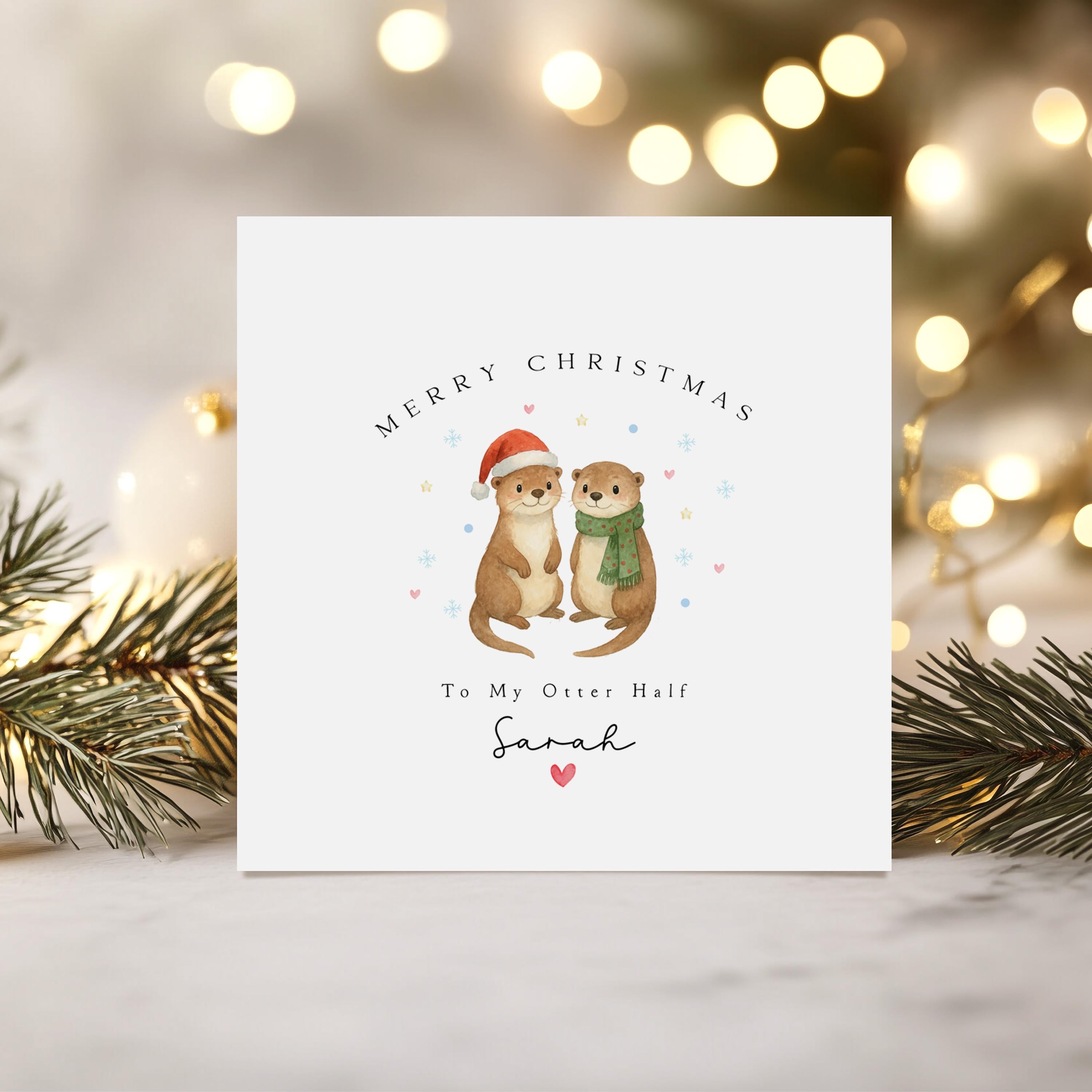Personalised Christmas Card-Christmas Card For Him ,Her, Handmade My Otter Half Christmas Gift For Wife, Husband, Girlfriend, Boyfriend