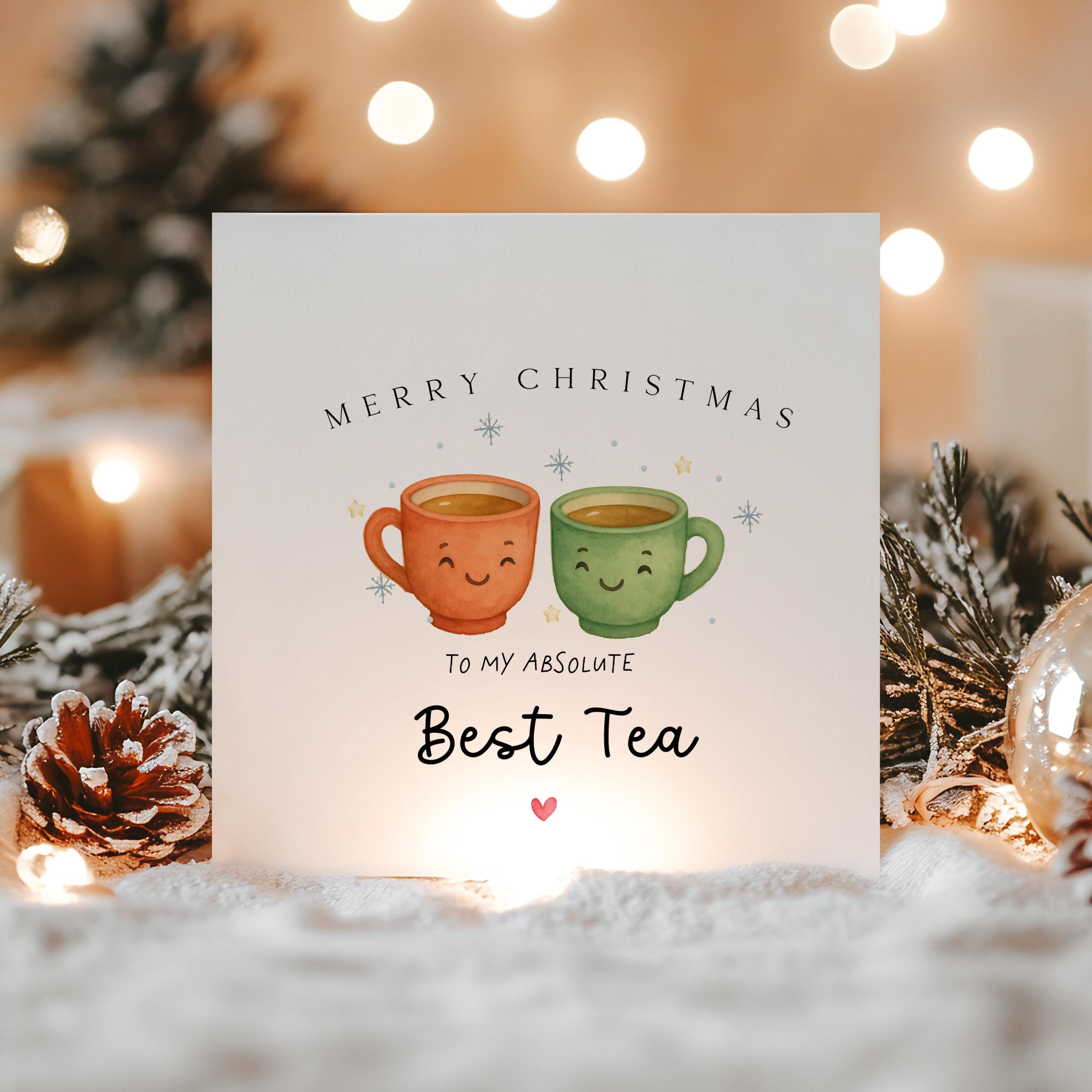 Best Friend Christmas Card-Personalised Christmas Card-Christmas Card For Bestie -Friend Christmas Card- Christmas Gift- My Best-Tea