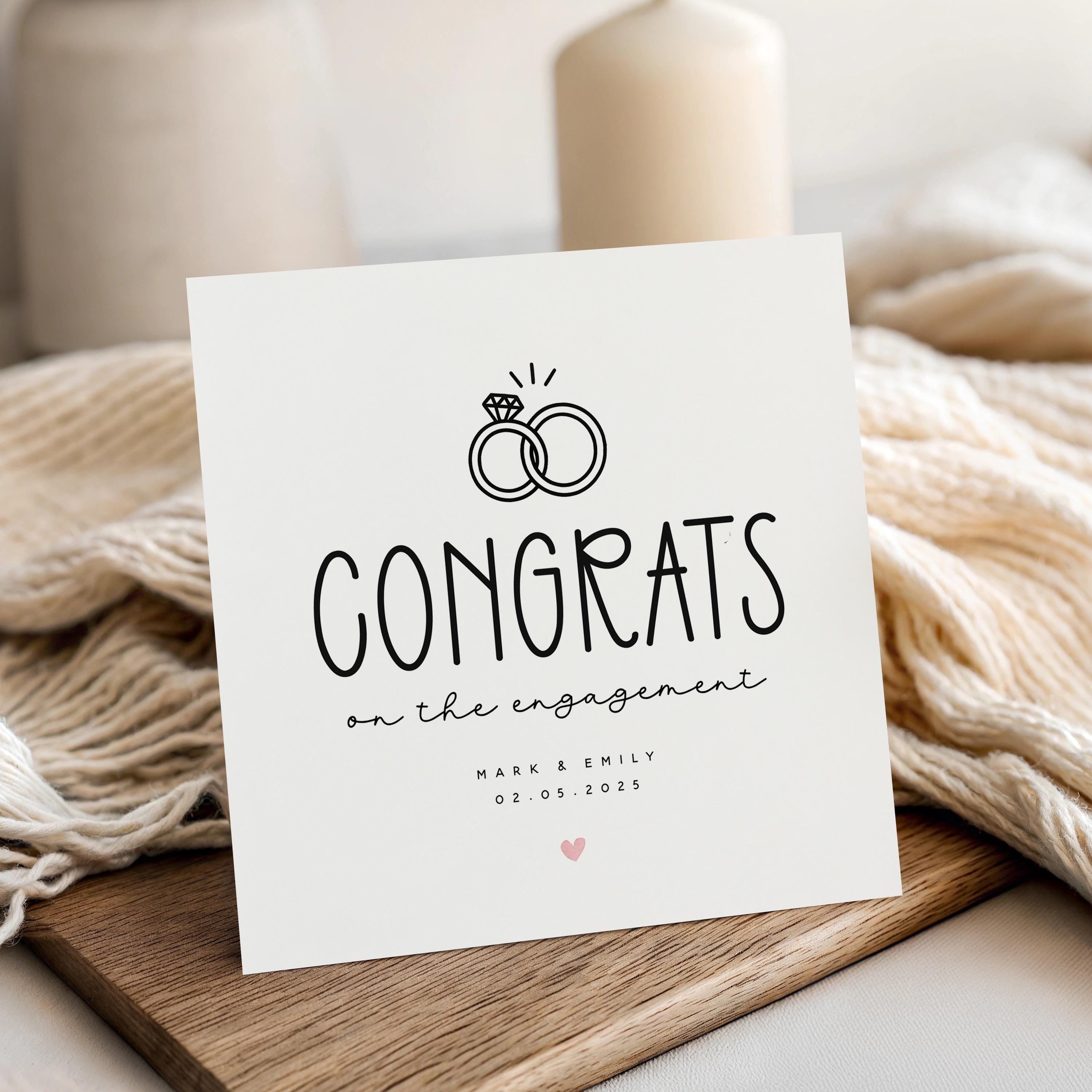 Personalised Engagement Card, Congratulations on Your Engagement, Engagement Keepsake Gift, Handmade Card, Doodle Ring Theme