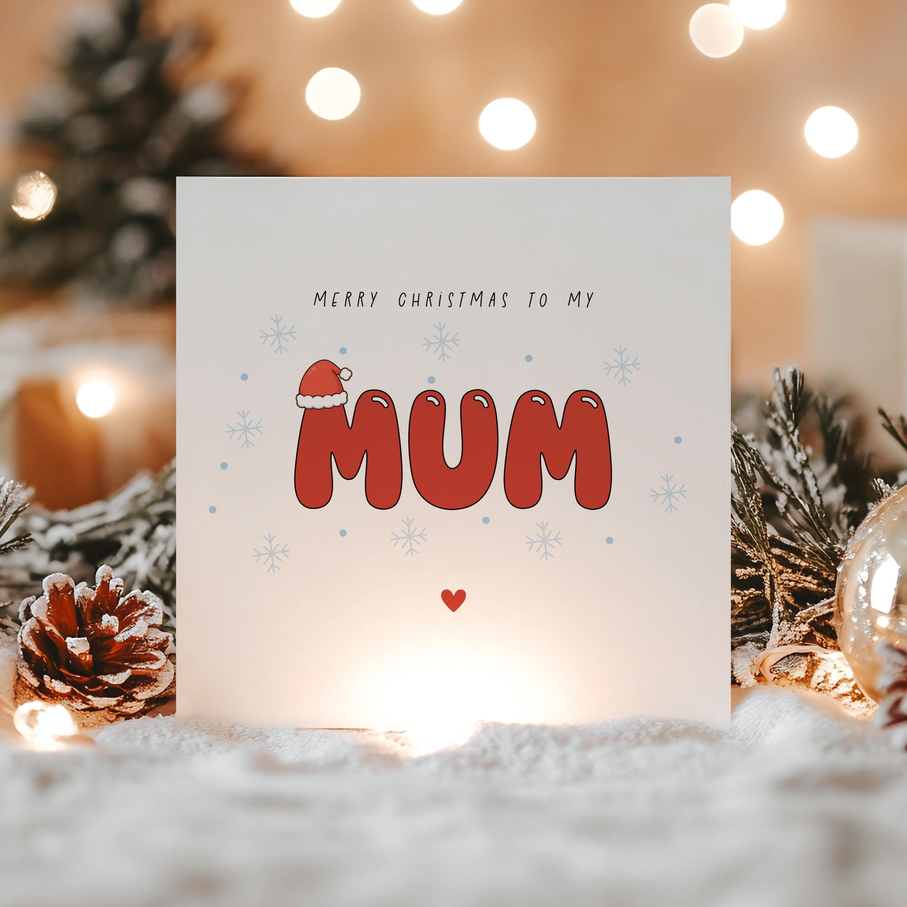 Christmas Card For Mum, Xmas Card For My Mum, Mum Christmas Card, Santa Hat ,Christmas Card For Parent, Mum Christmas Gift