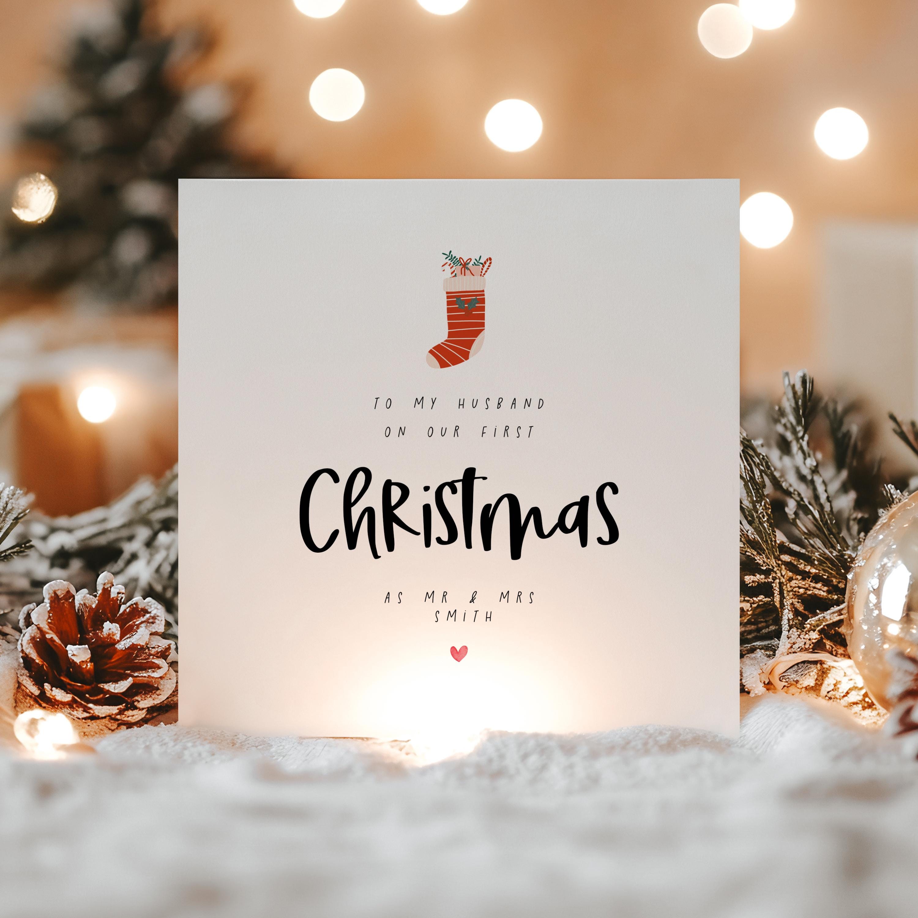 Husband Christmas Card-Personalised Christmas Gift-Christmas Card For Husband,Partner,First Christmas Married, 1st Christmas As Husband Wife