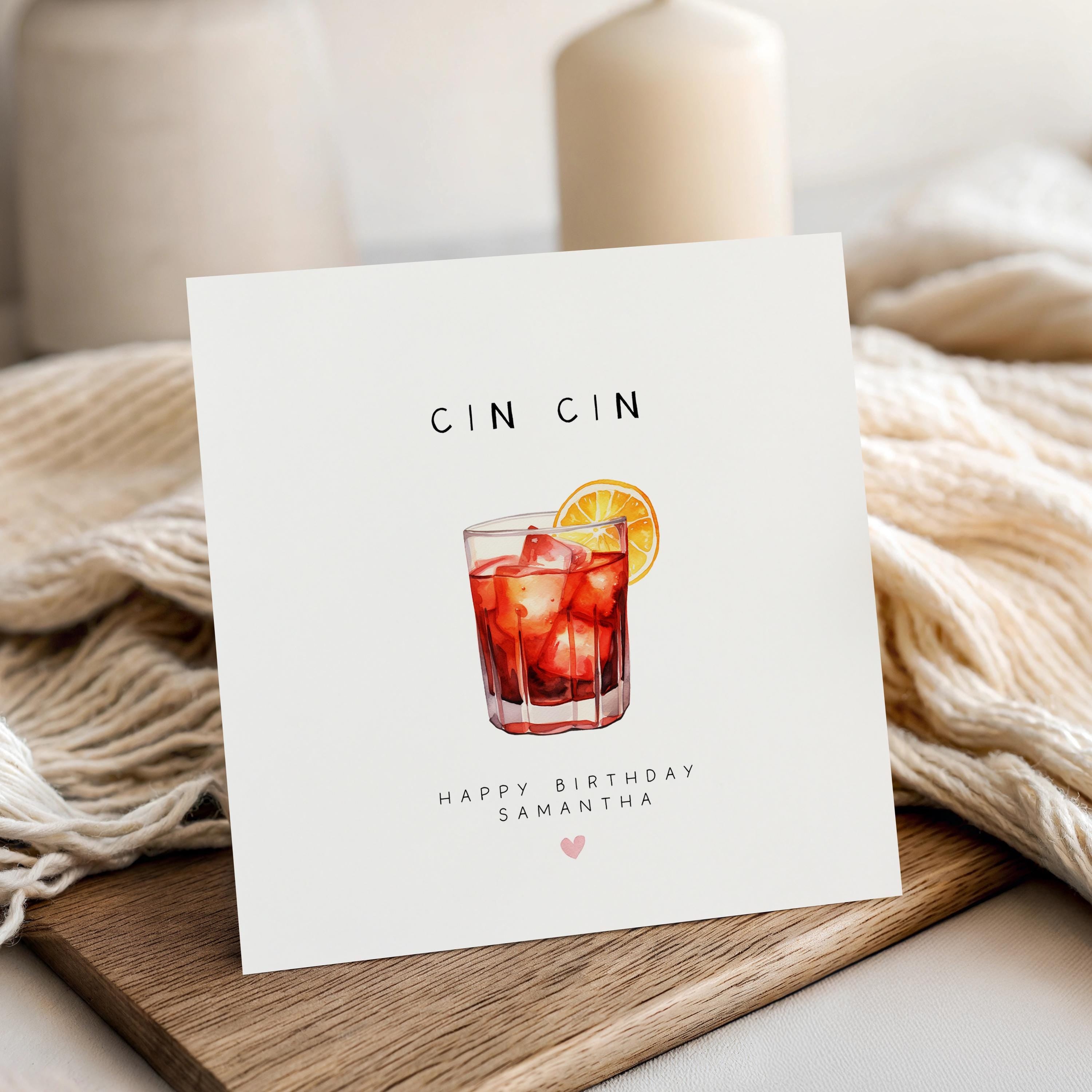 Personalised Birthday Card, Cin Cin Cocktail Negroni Card,Card For Friend,Daughter,Granddaughter,Sister,21st 30th 40th 50th Birthday Gift