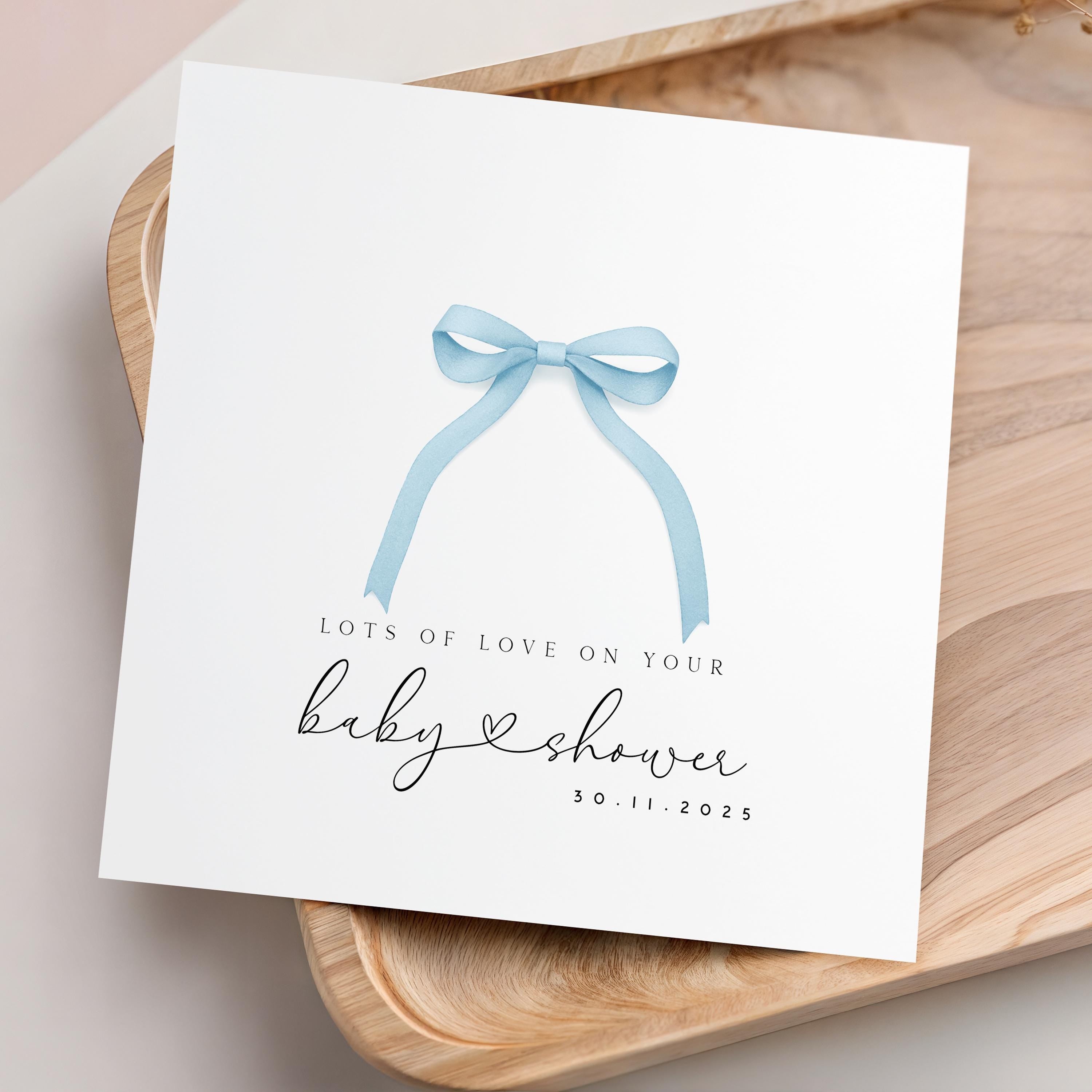 Personalised Baby shower Card, Baby Shower Gift, New Mum To Be, Baby Boy Card, Baby Shower Card, Handmade Gift, Blue Ribbon