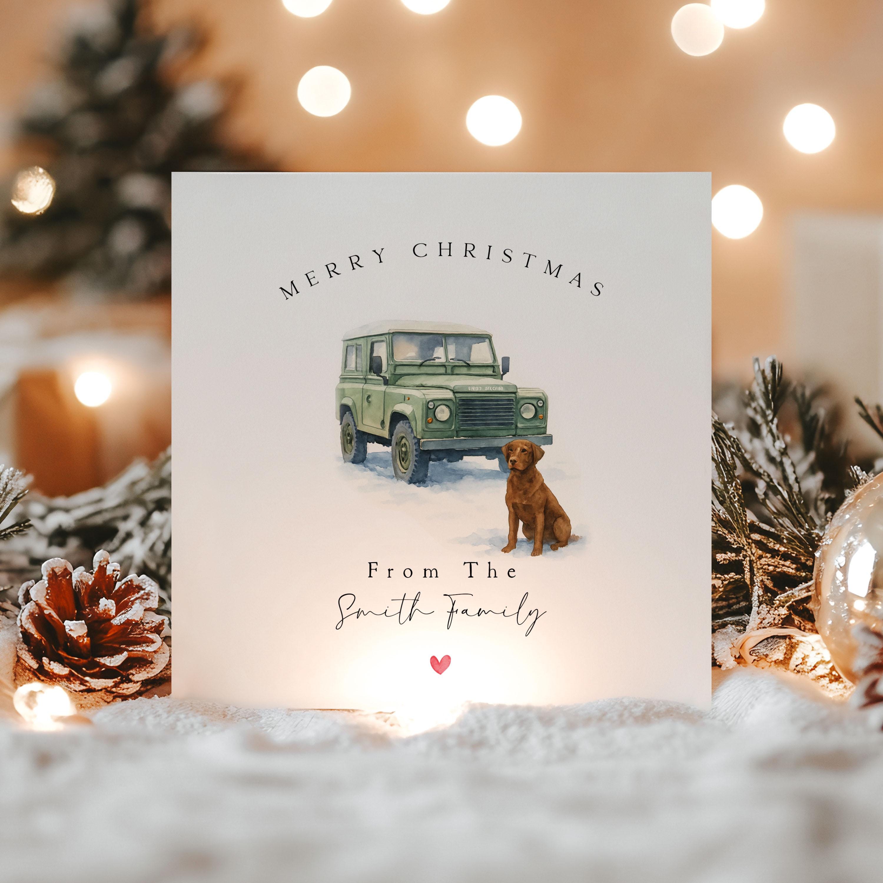 Personalised Christmas Card-Christmas Card For Couple, Family, Friends, Teacher- Chocolate Labrador -Christmas Gift For Family and Friends