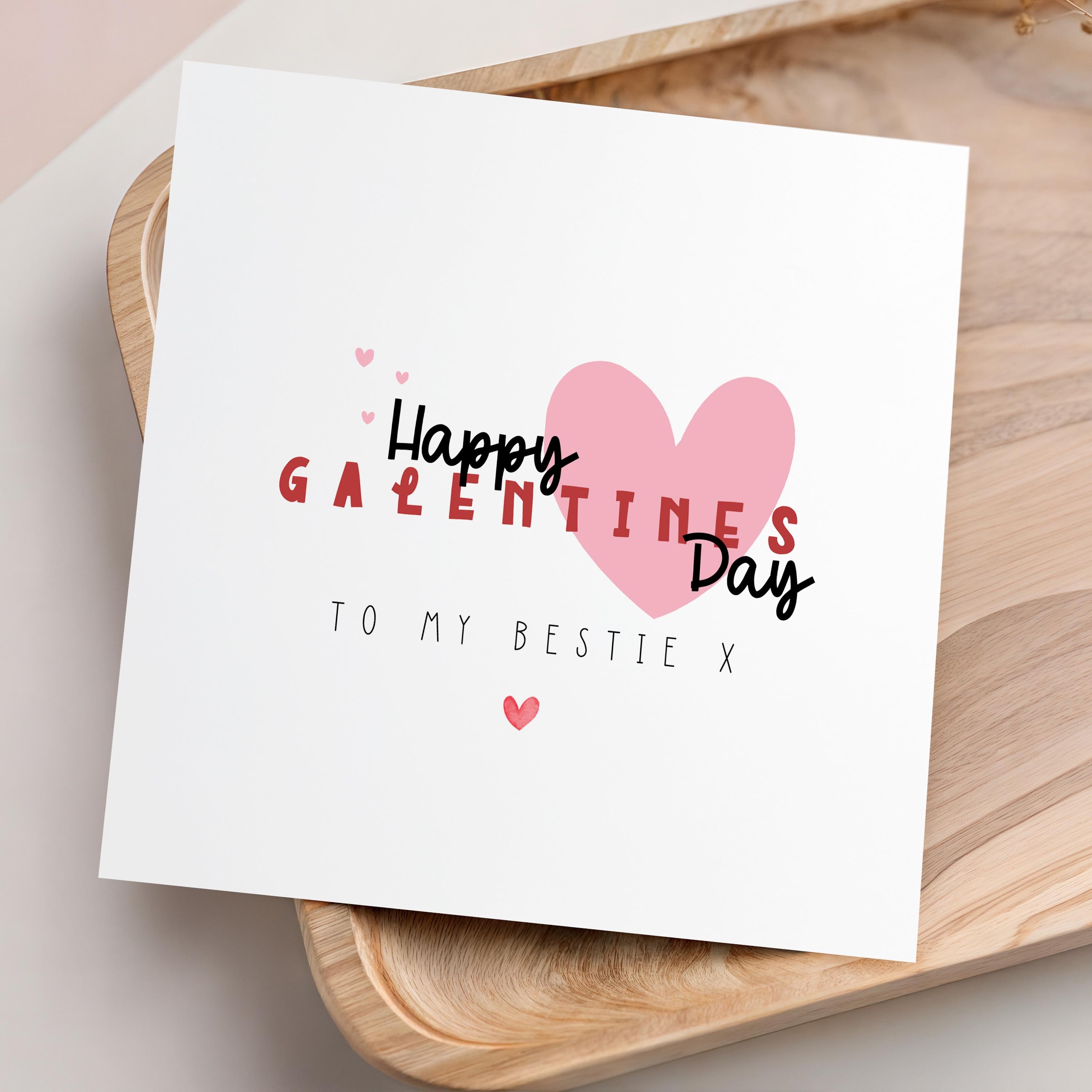 Handmade Galentines Day Card-For Friend, Best Friend Card ,Valentines Card For Bestie, Happy Galentine&