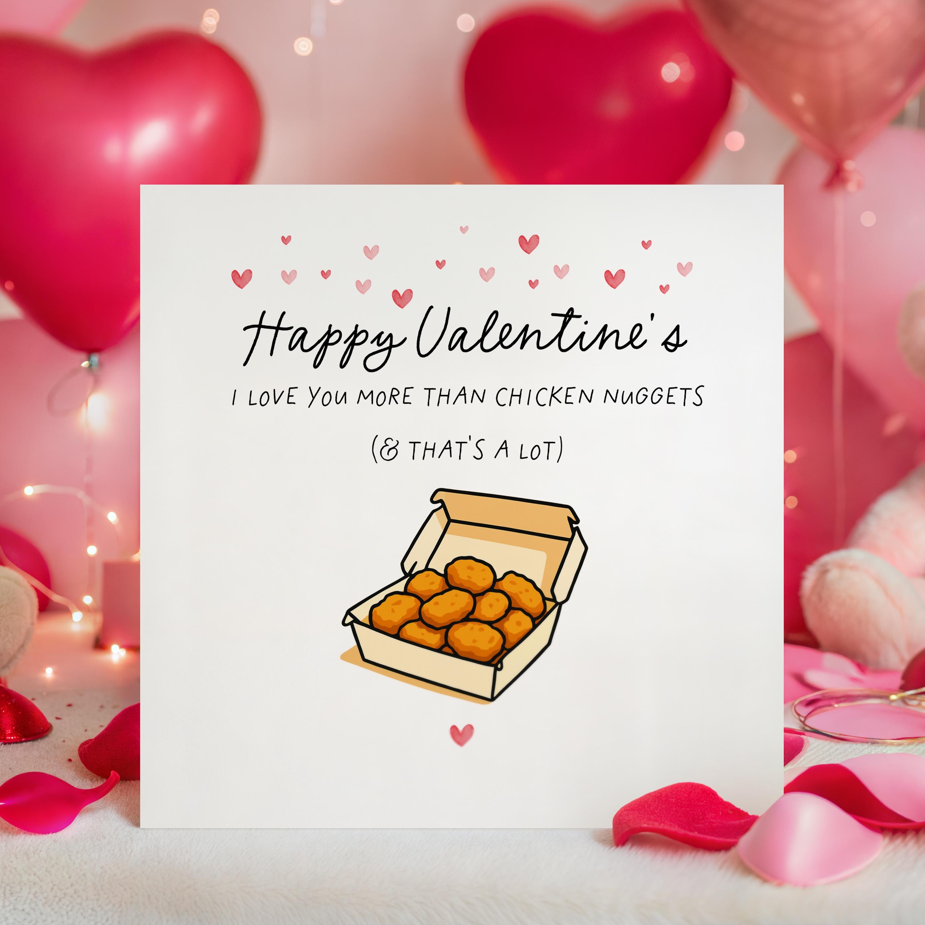 Valentines Card For Him, Valentines Day Gift For Him/Her, Card For Boyfriend, Valentine Card Wife, I love You More Than Chicken Nuggets