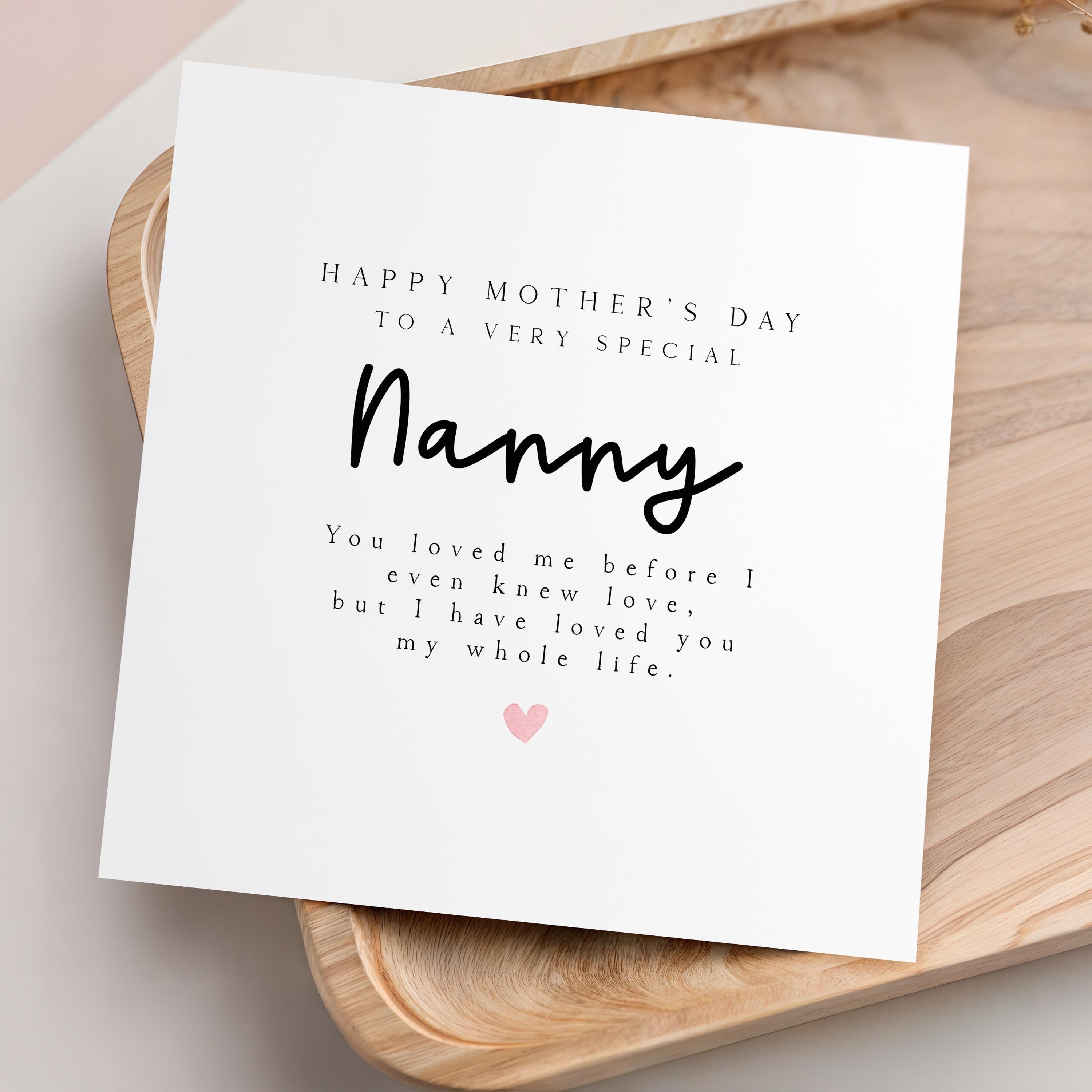 Mothers Day Card For Nanny, Grandma, Happy Mother&