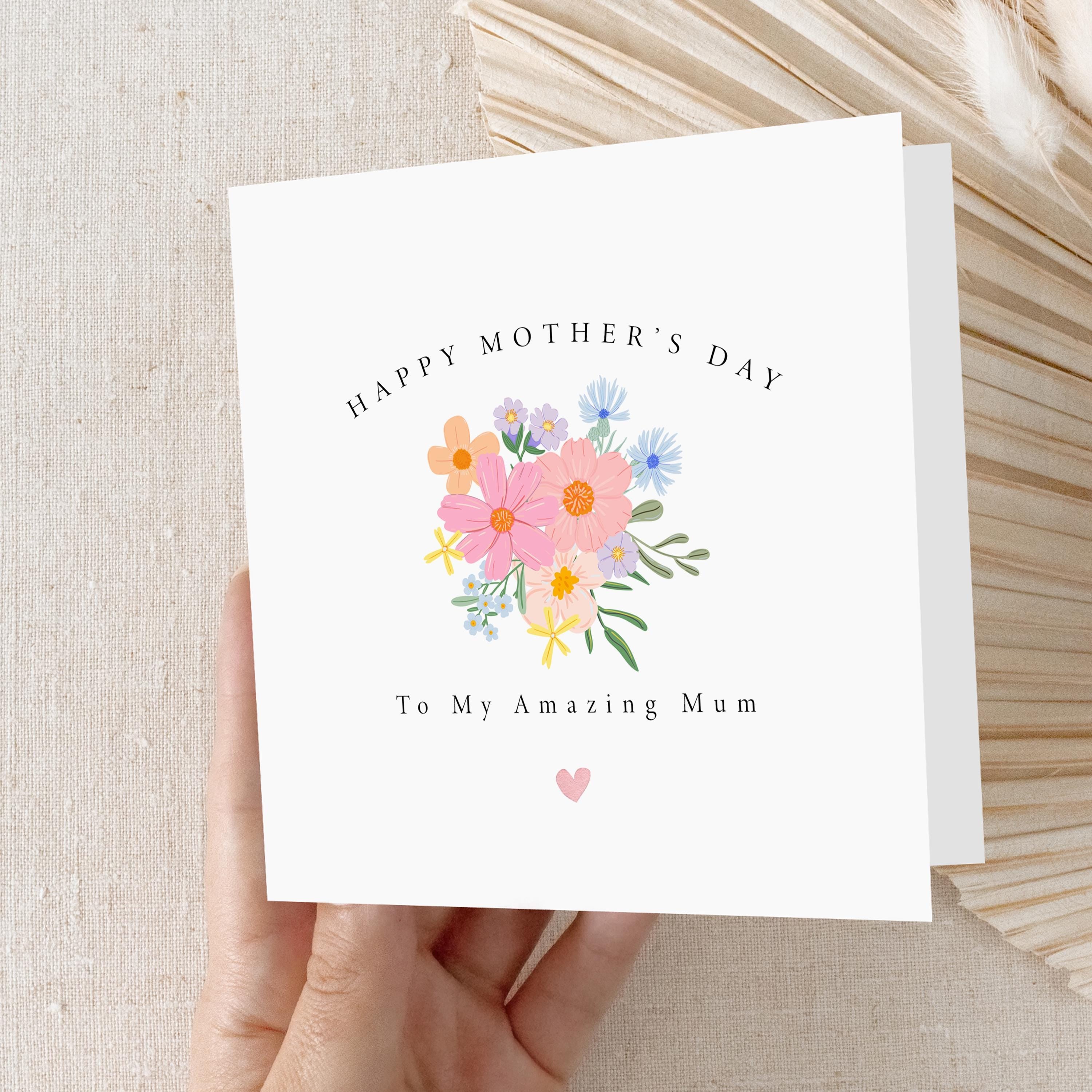 Mothers Day Card, Flowers Card, Happy Mother&