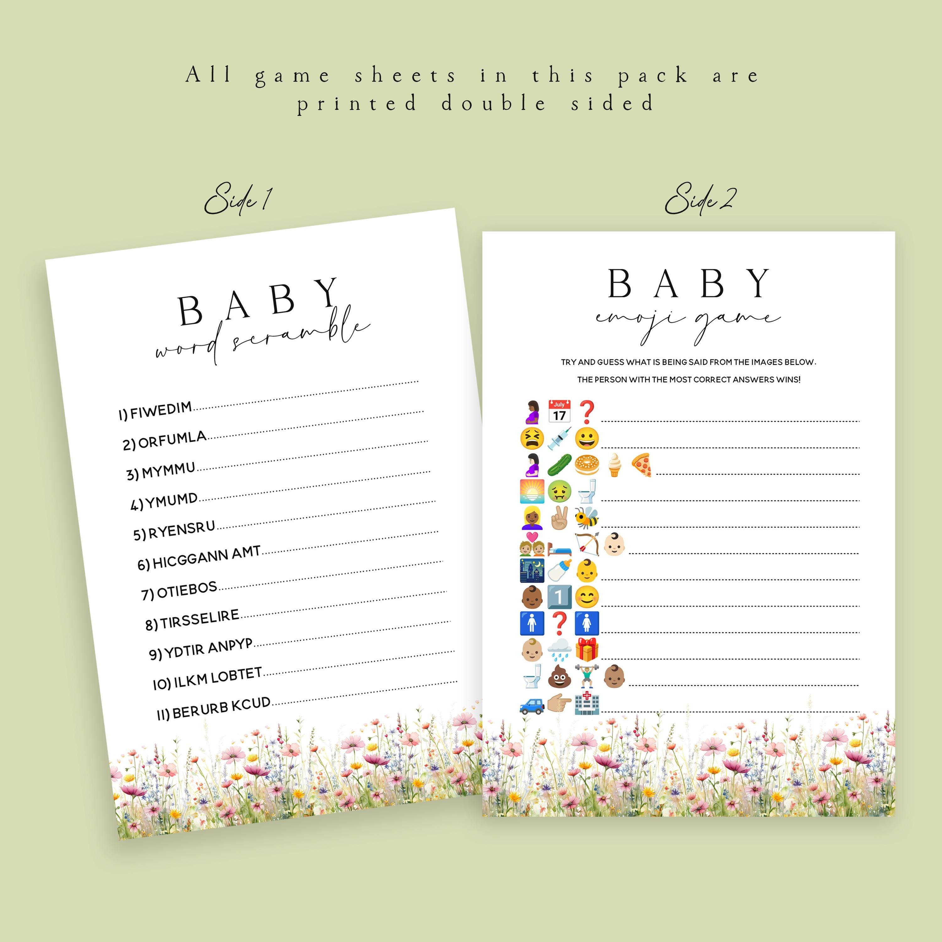 Baby Shower Games Bundle-6 Pack-Wild Flower Theme - New Mum To Be, Baby Girl