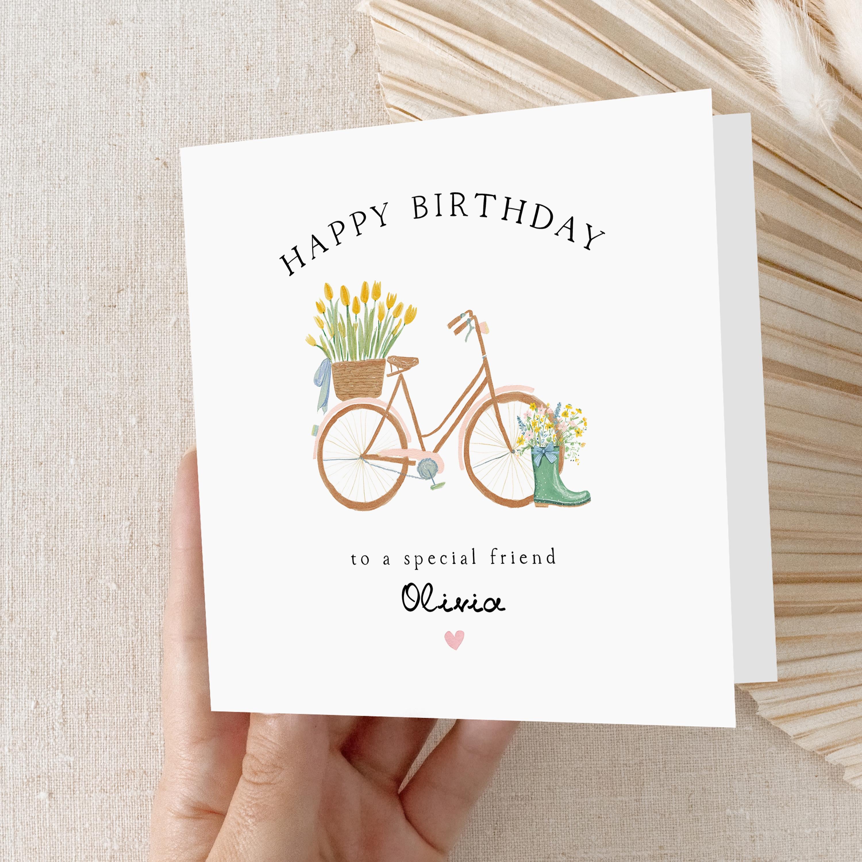 Birthday Card For Her Personalised, Card For Special Friend, Best friend, Bestie, Daughter, Mum Birthday Card, Garden Wellington Boot