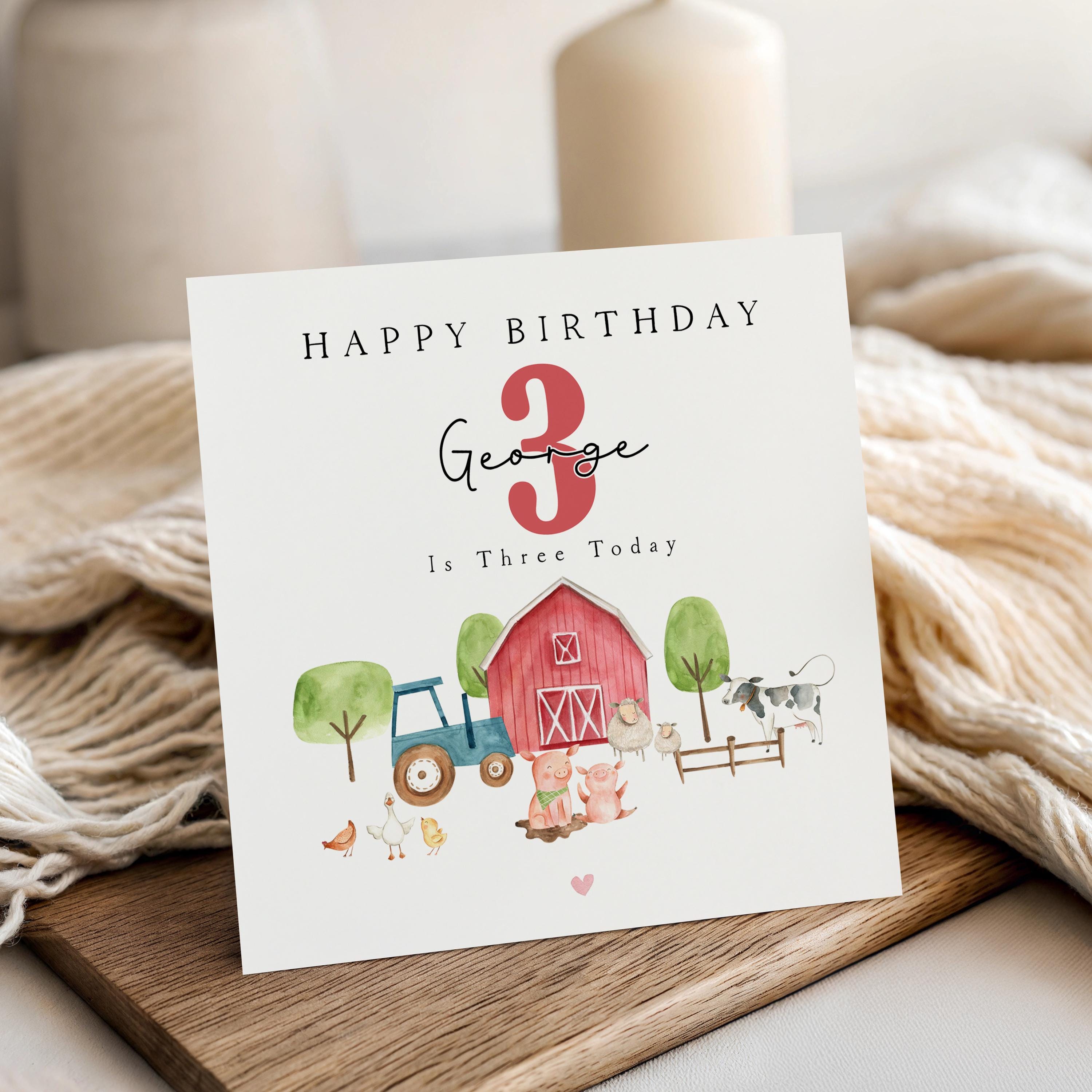 Personalised Farm Birthday Card, Any Age, Card For Son, Nephew, Grandson , 1st, 2nd, 3rd, 4th, 5th Birthday- Farm Animals