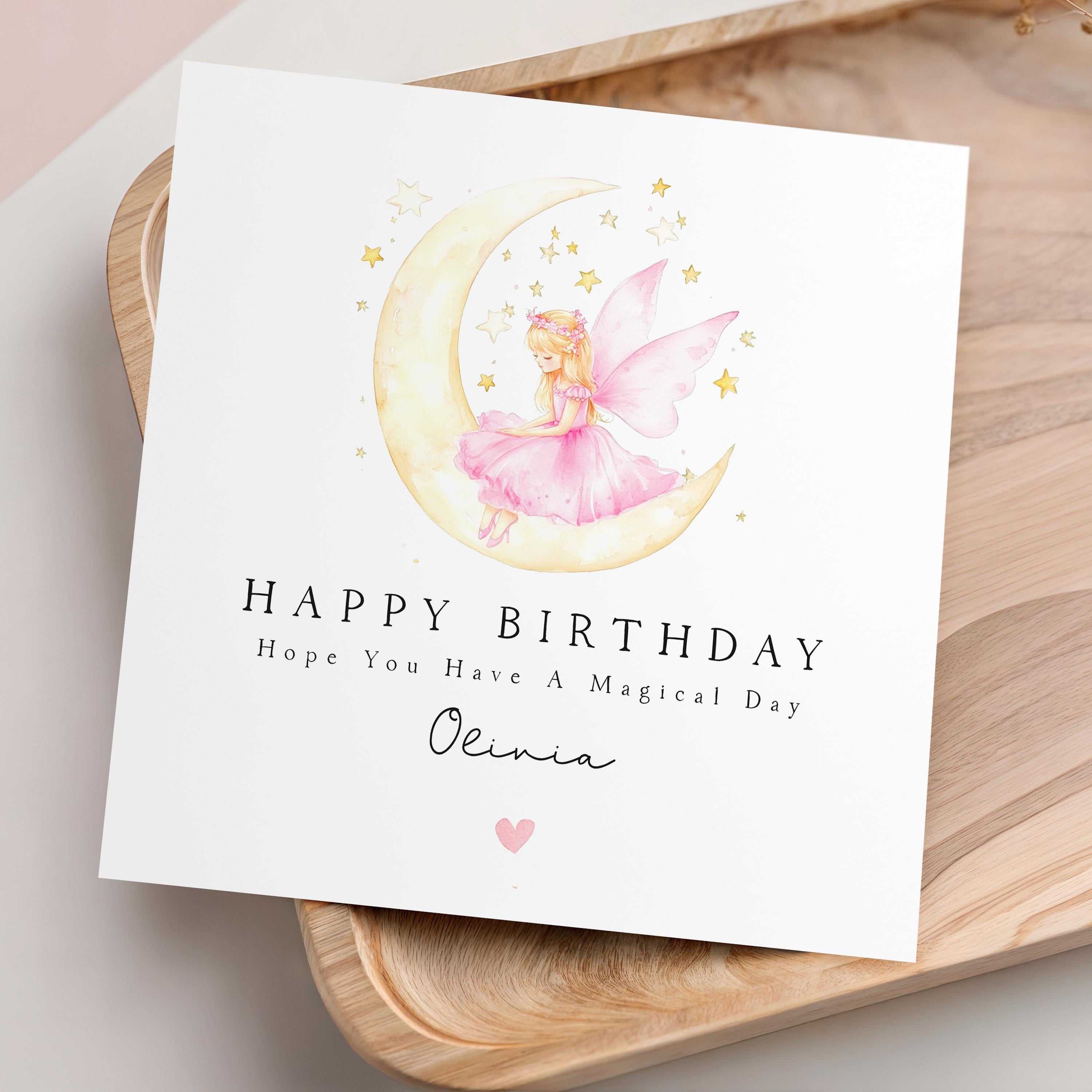 Personalized Fairy Princess Birthday Card, Kraft Envelope