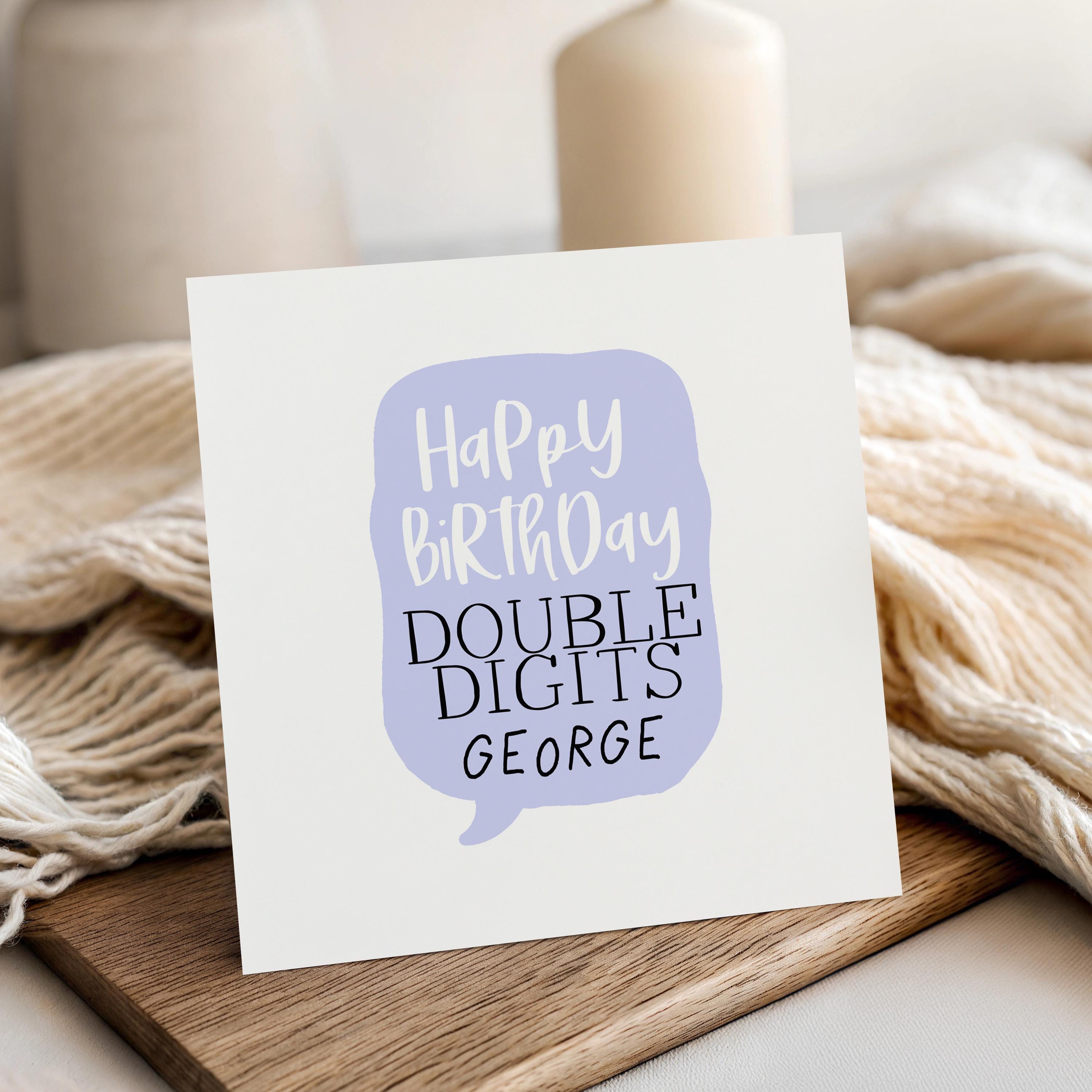 10th Birthday Card Personalised, Double Digits Card, Blue, Handmade Card, Turning Today, 10th Birthday Card For Boys, Card For Son, Handmade
