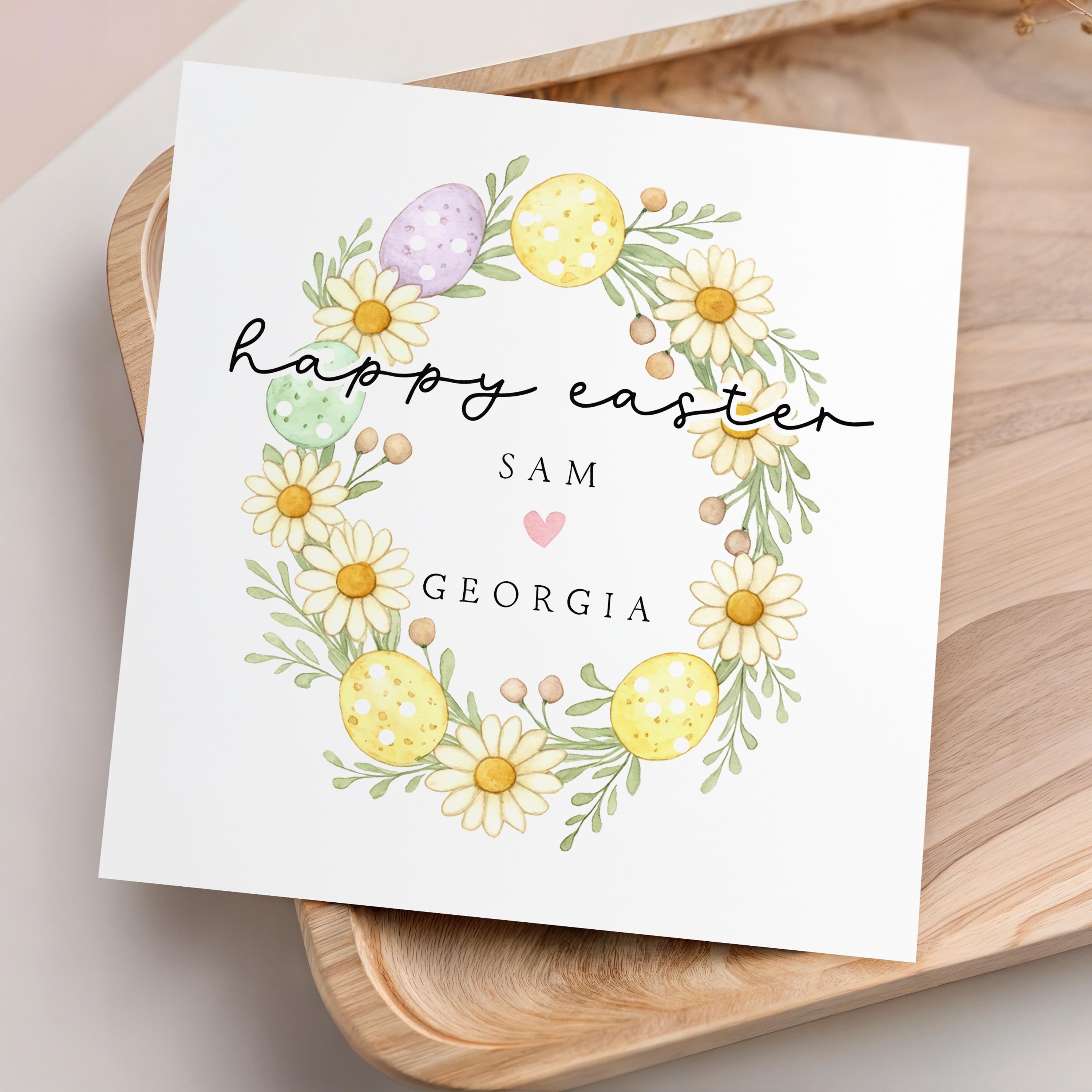 Personalised Easter Wreath Card, For Friends, Family, Son, Daughter