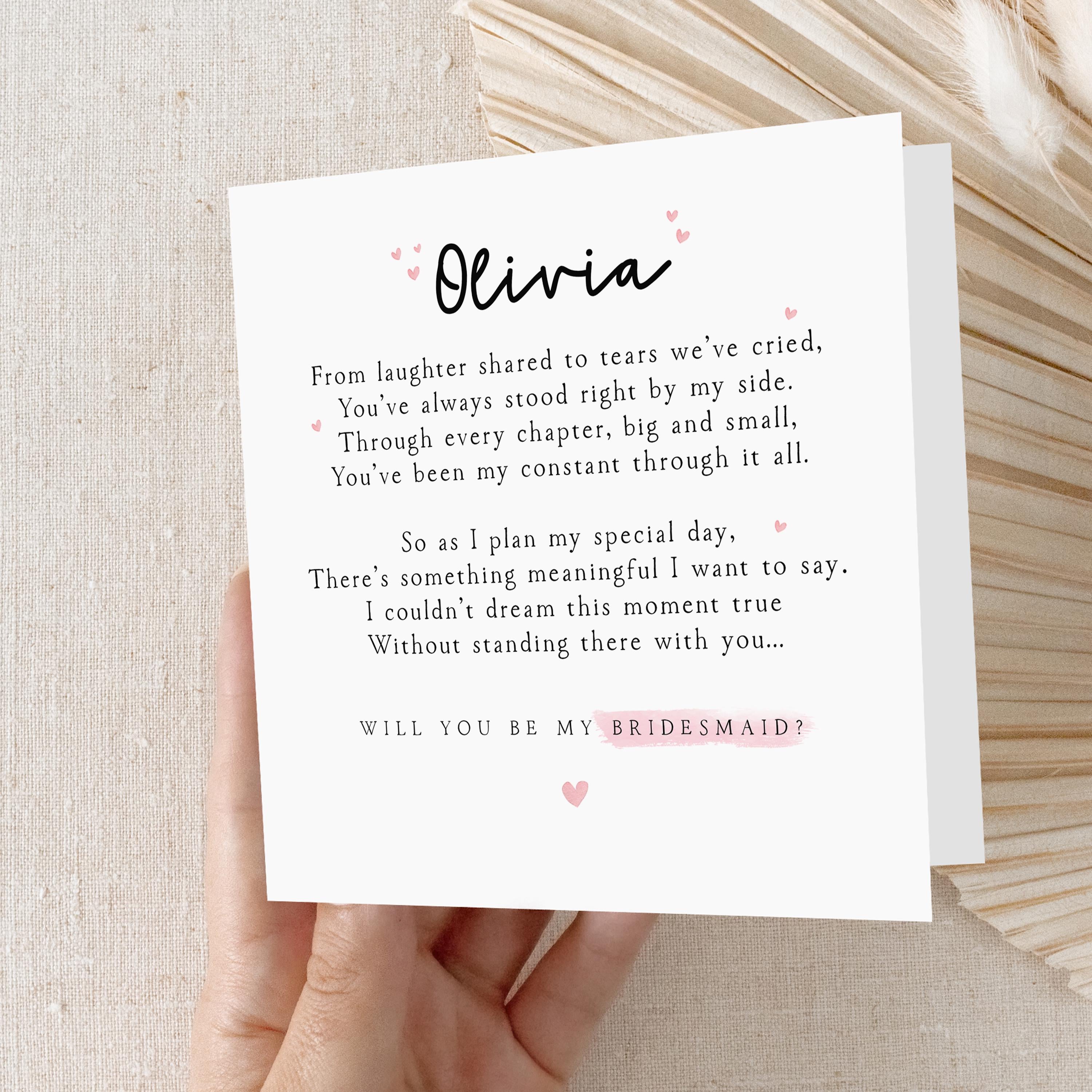 Will You Be My Bridesmaid Poem Card, Bridesmaid Proposal Card, Maid Of Honour Card