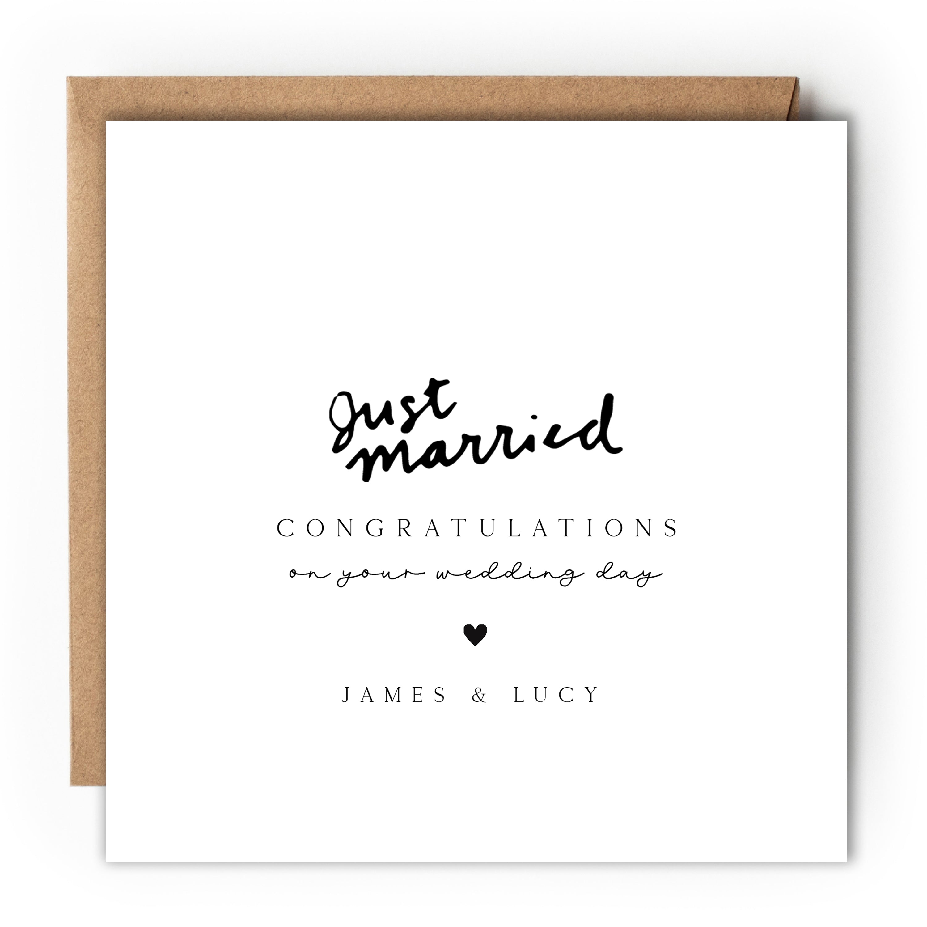 Personalised Just Married Boho Wedding Card