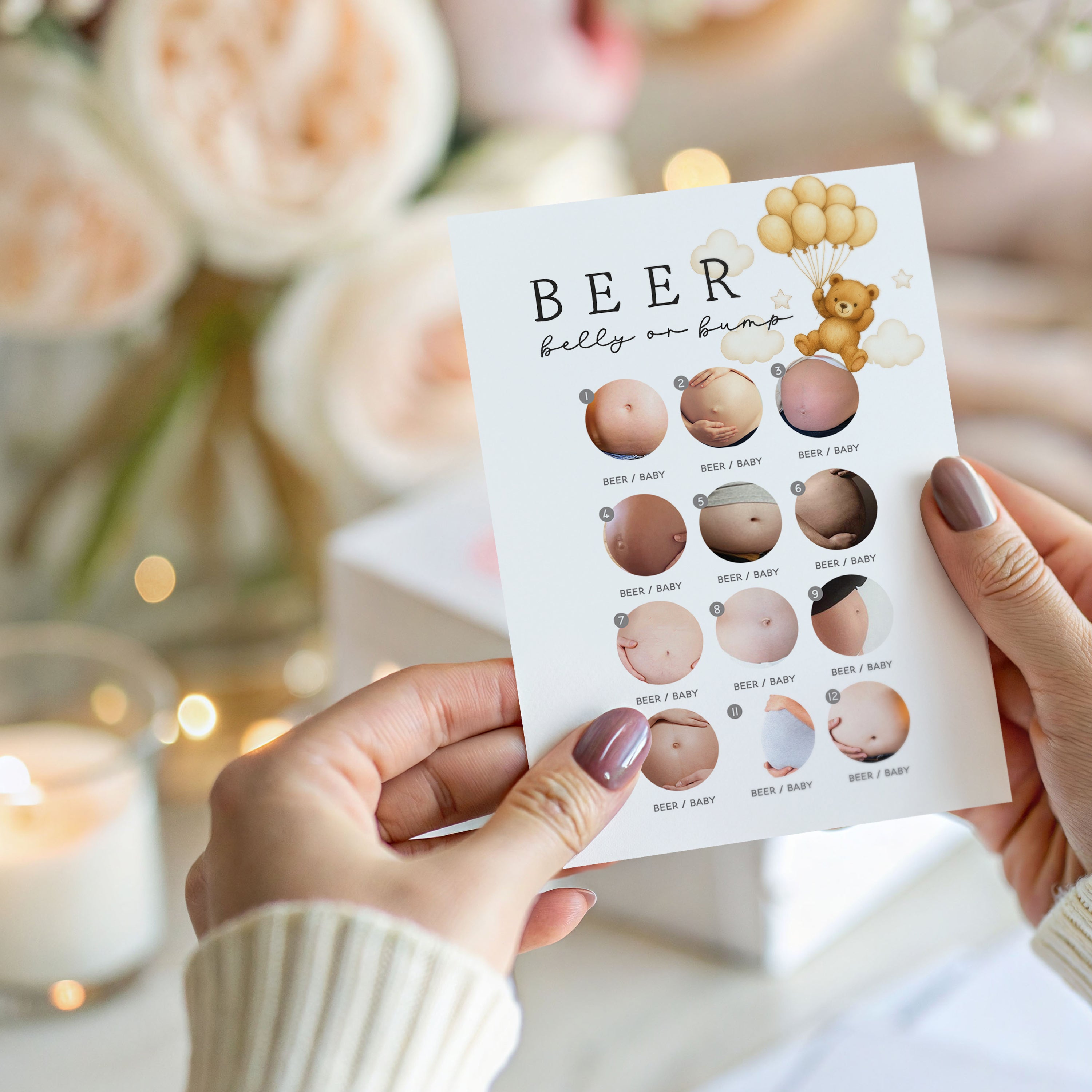 Cute Bear Beer Belly Or Bump Card A6