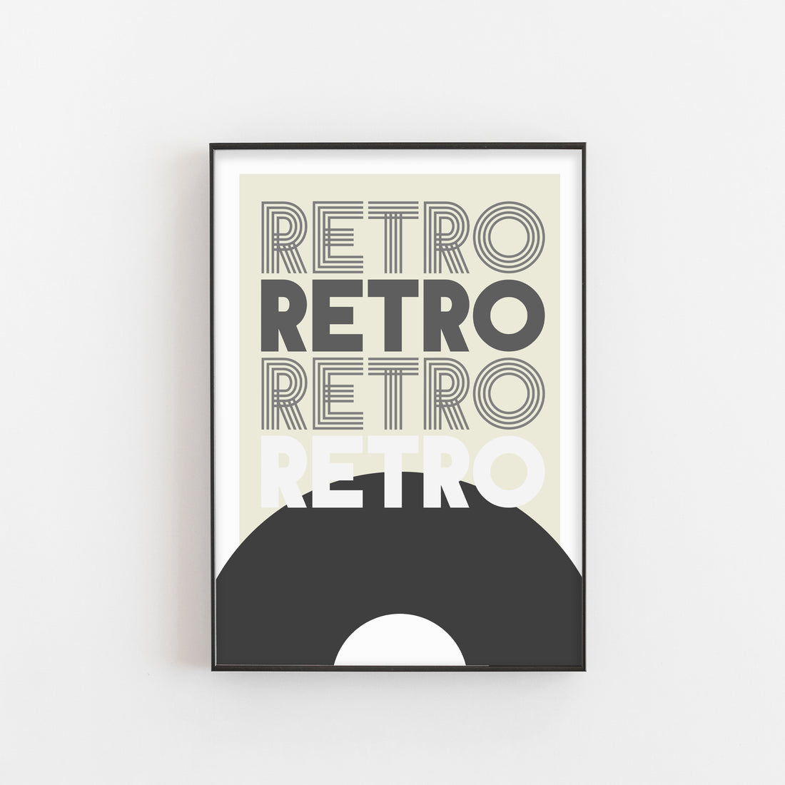 Retro Vinyl Ochre & Grey Print