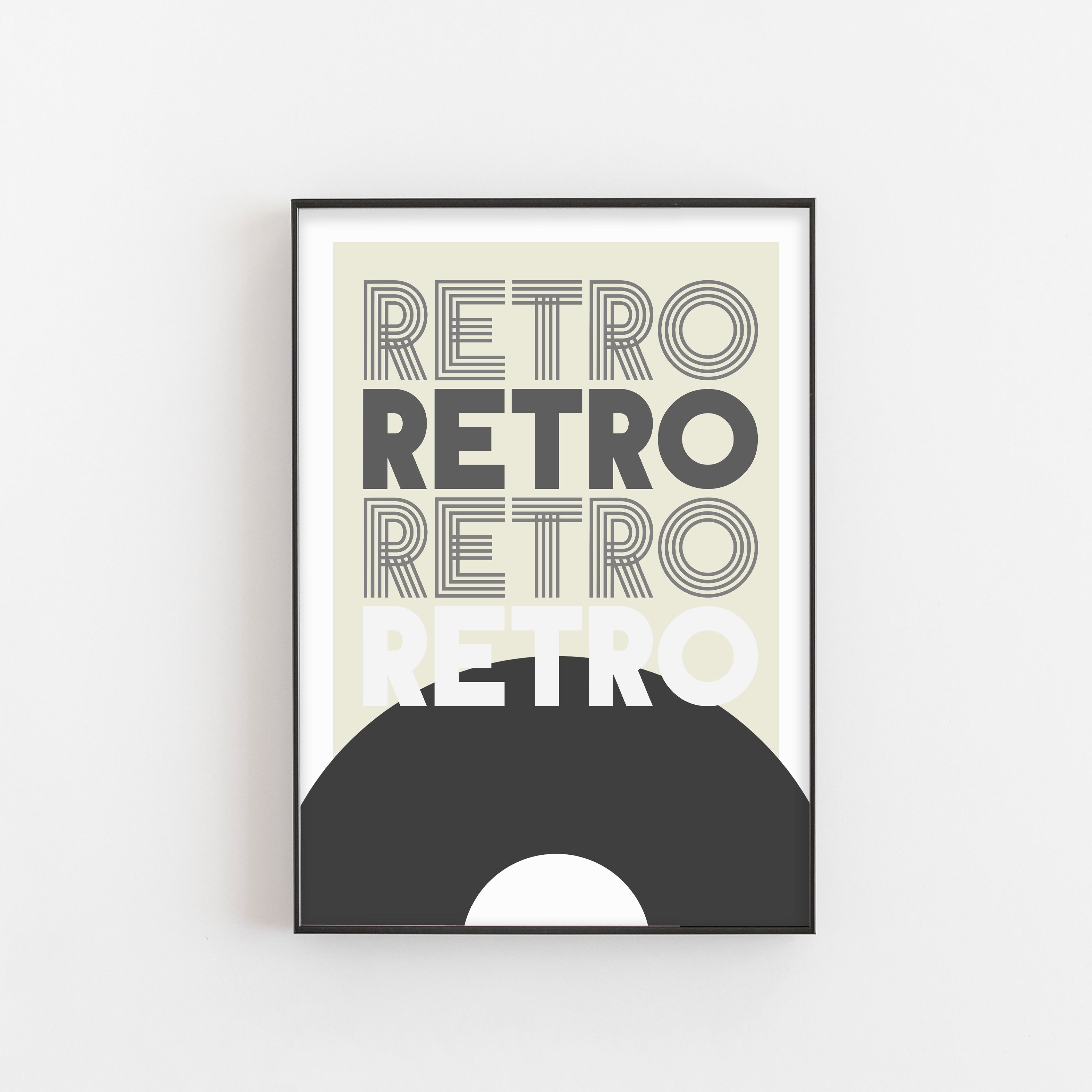 Retro Vinyl Ochre & Grey Print