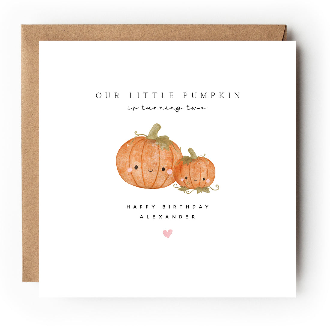 Personalised 2nd Birthday Cute Pumpkin Card
