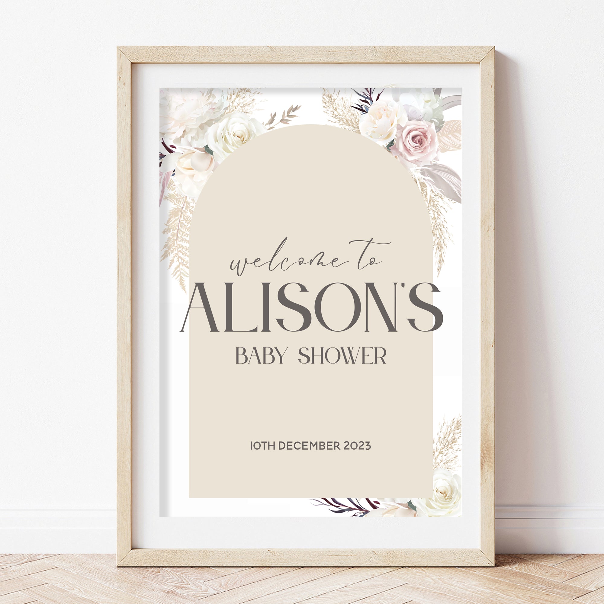 Boho Pampas Baby Shower Welcome Sign